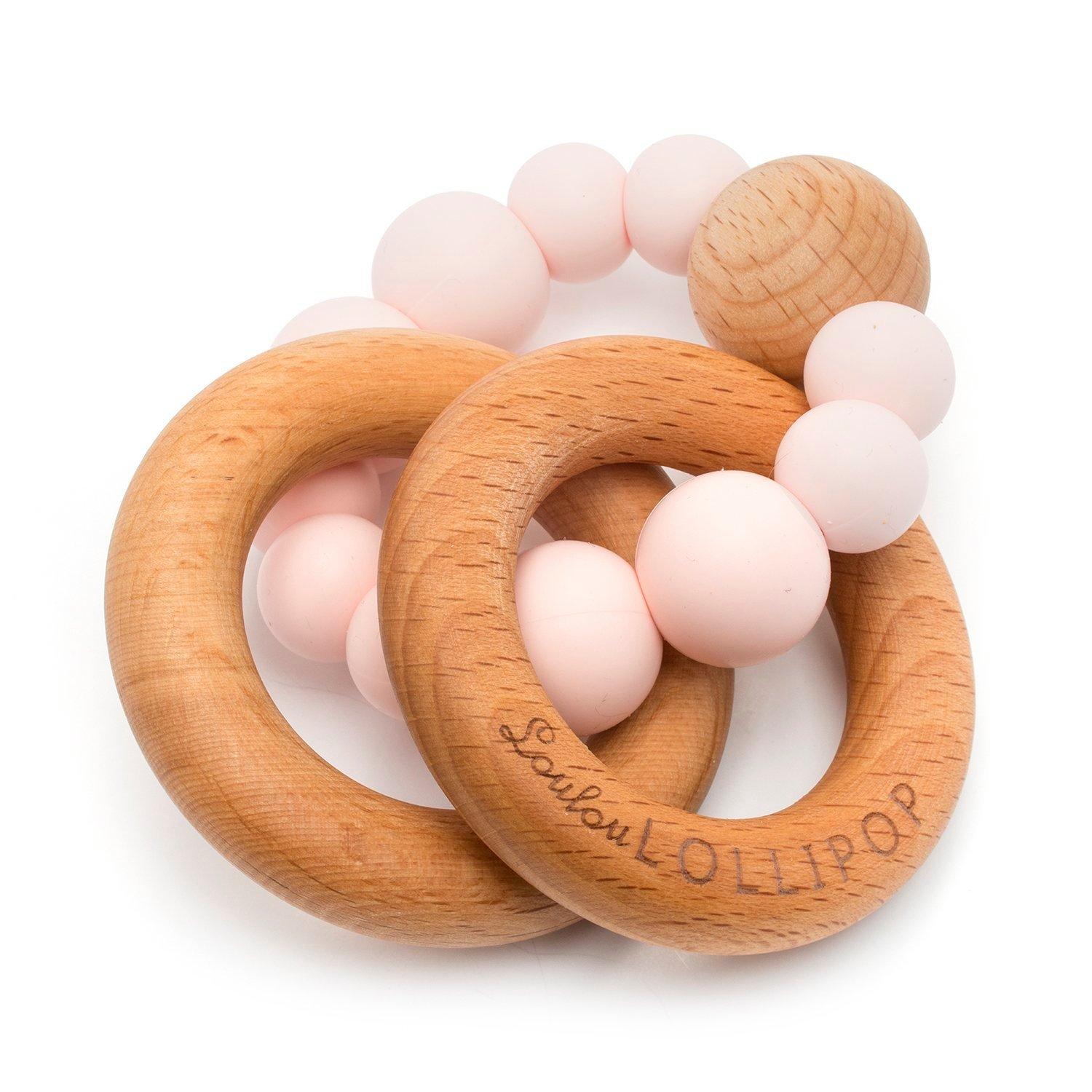 Loulou Lollipop Pink Beaded Silicone Teether image number 0