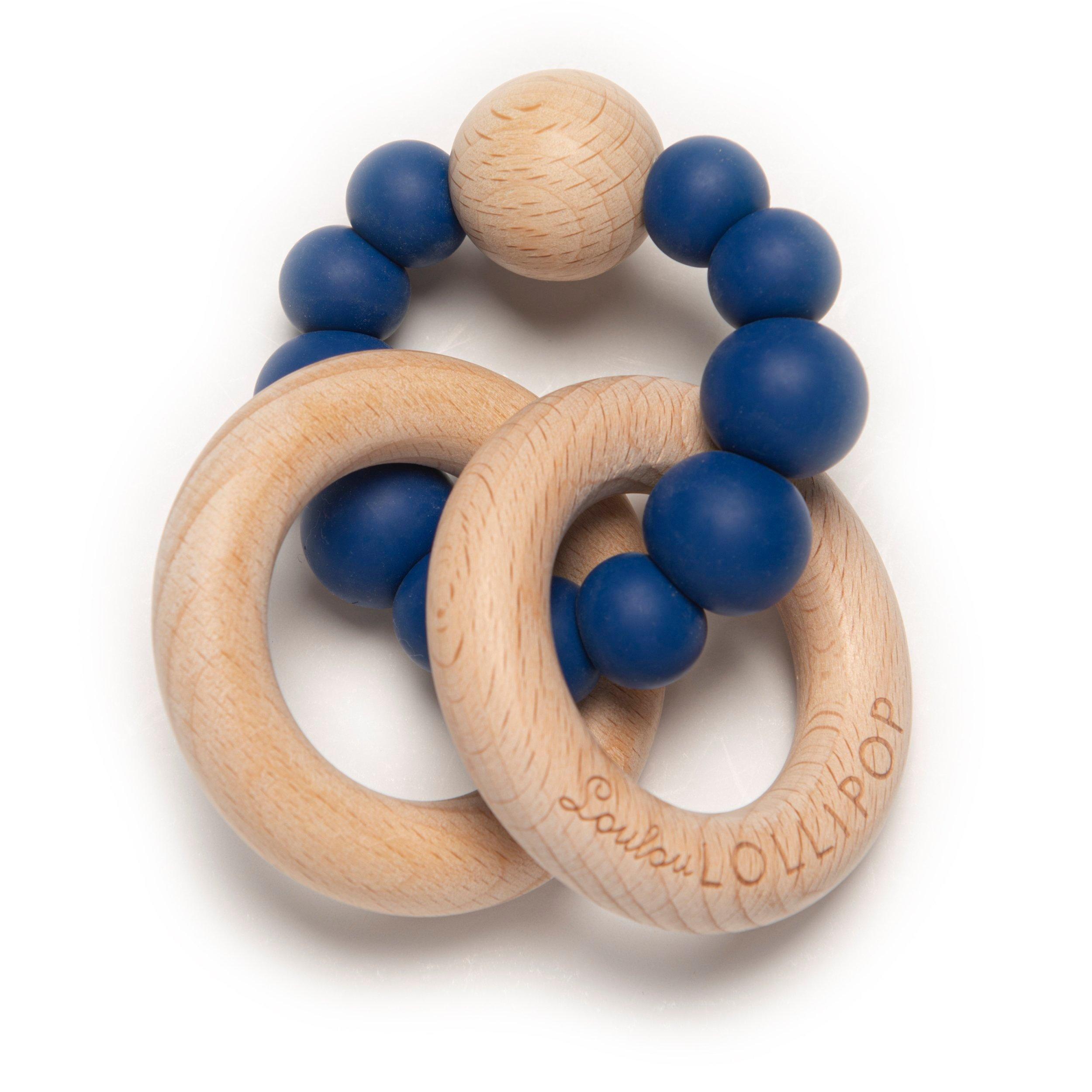 Loulou Lollipop Navy Beaded Silicone Teether image number 0