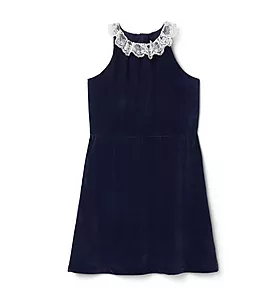 Velvet Lace Collar Dress
