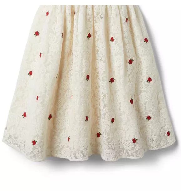 Lace Embroidered Rose Puff Sleeve Dress image number 3