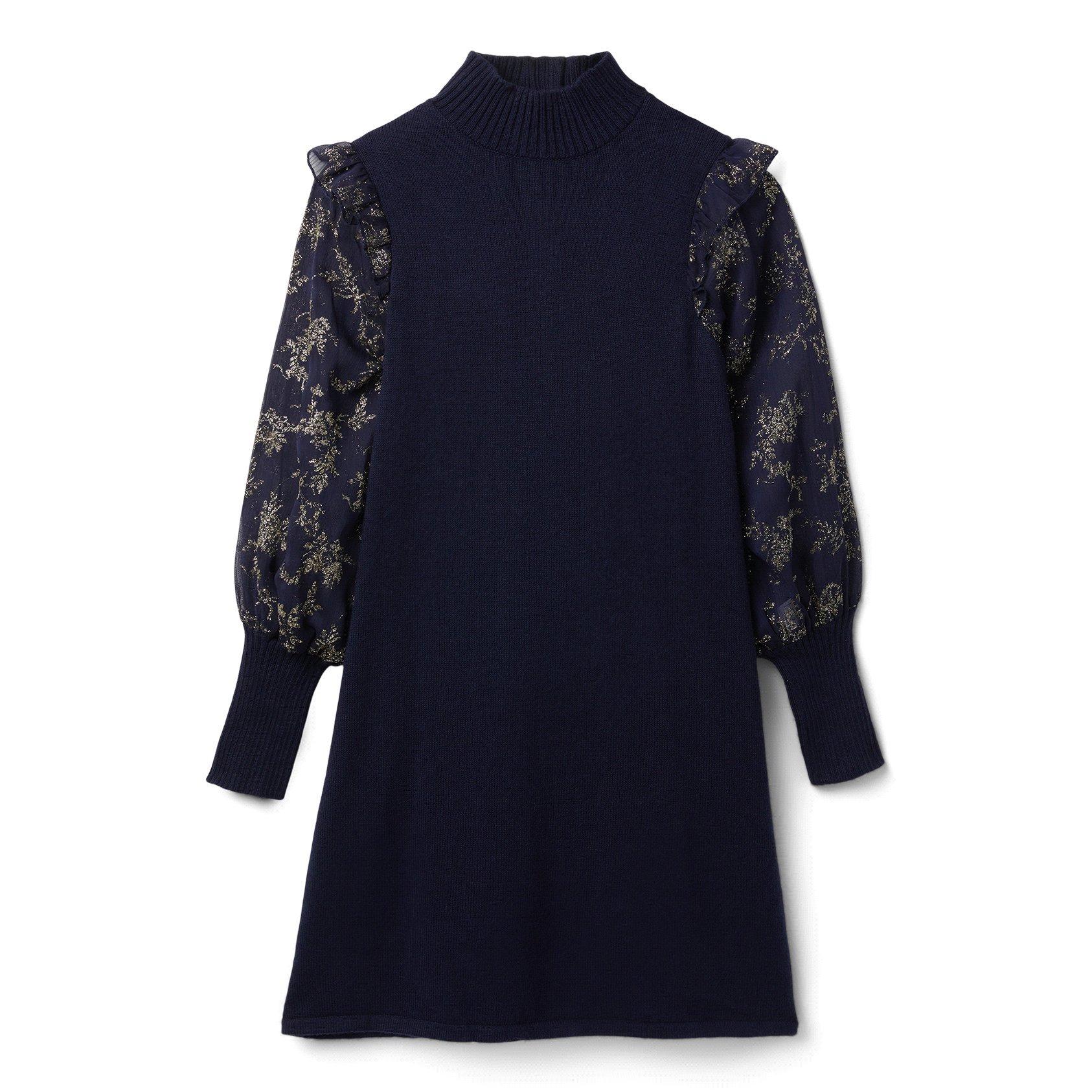 Glitter Floral Sleeve Sweater Dress image number 0