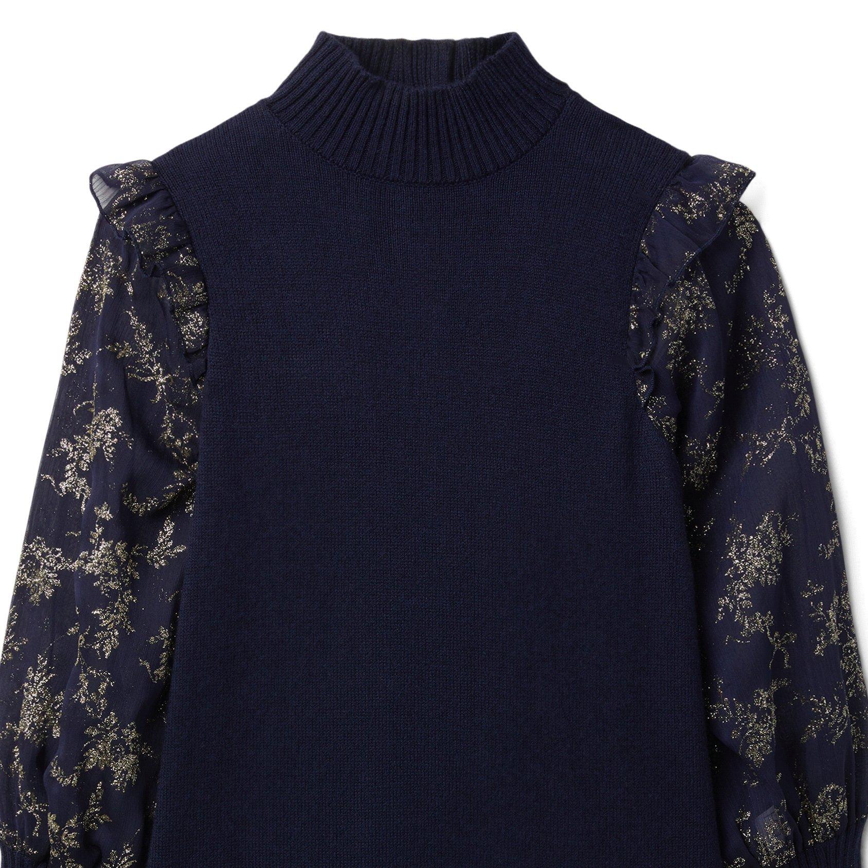 Glitter Floral Sleeve Sweater Dress image number 2