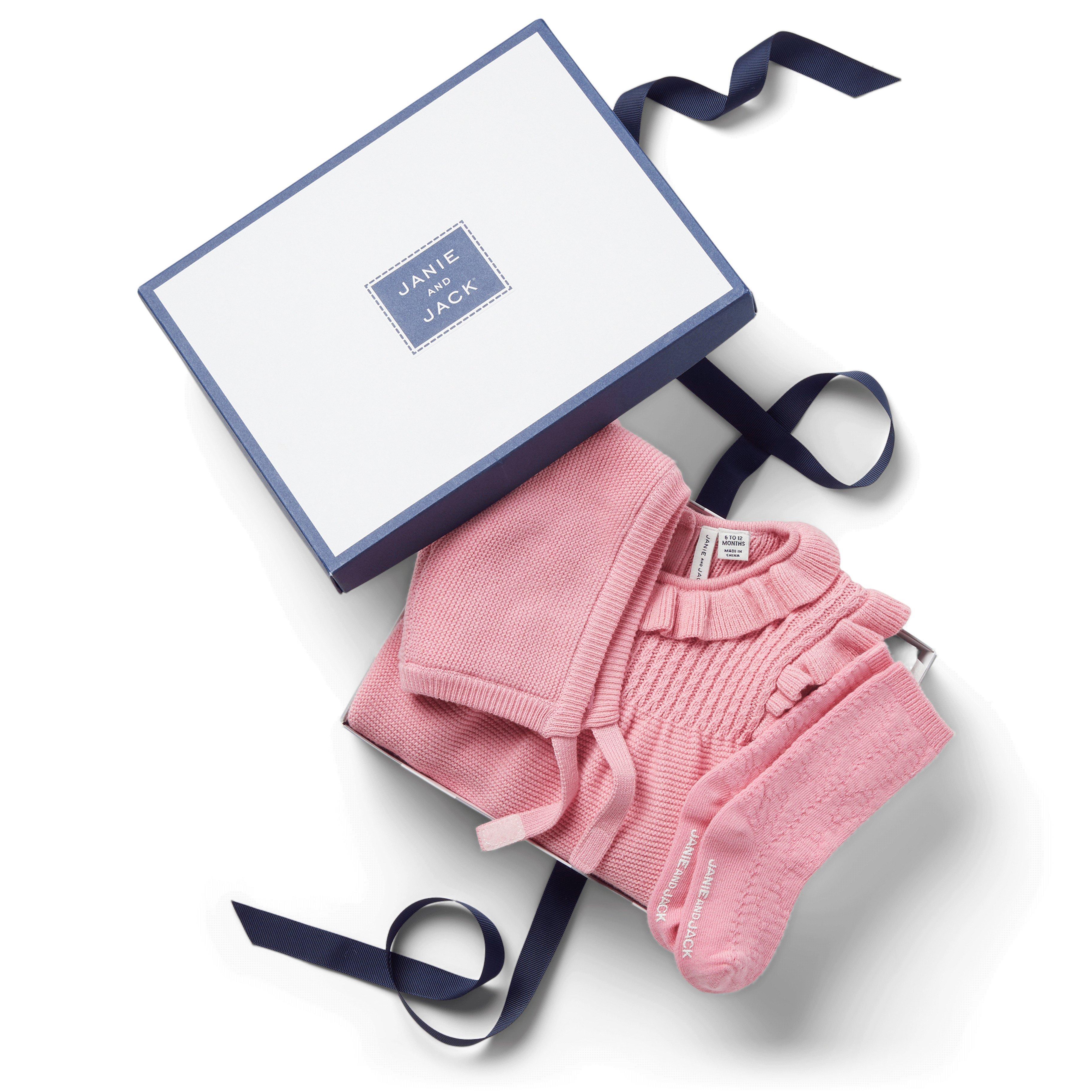 Baby 3-Piece Pink Sweater Gift Box image number 1