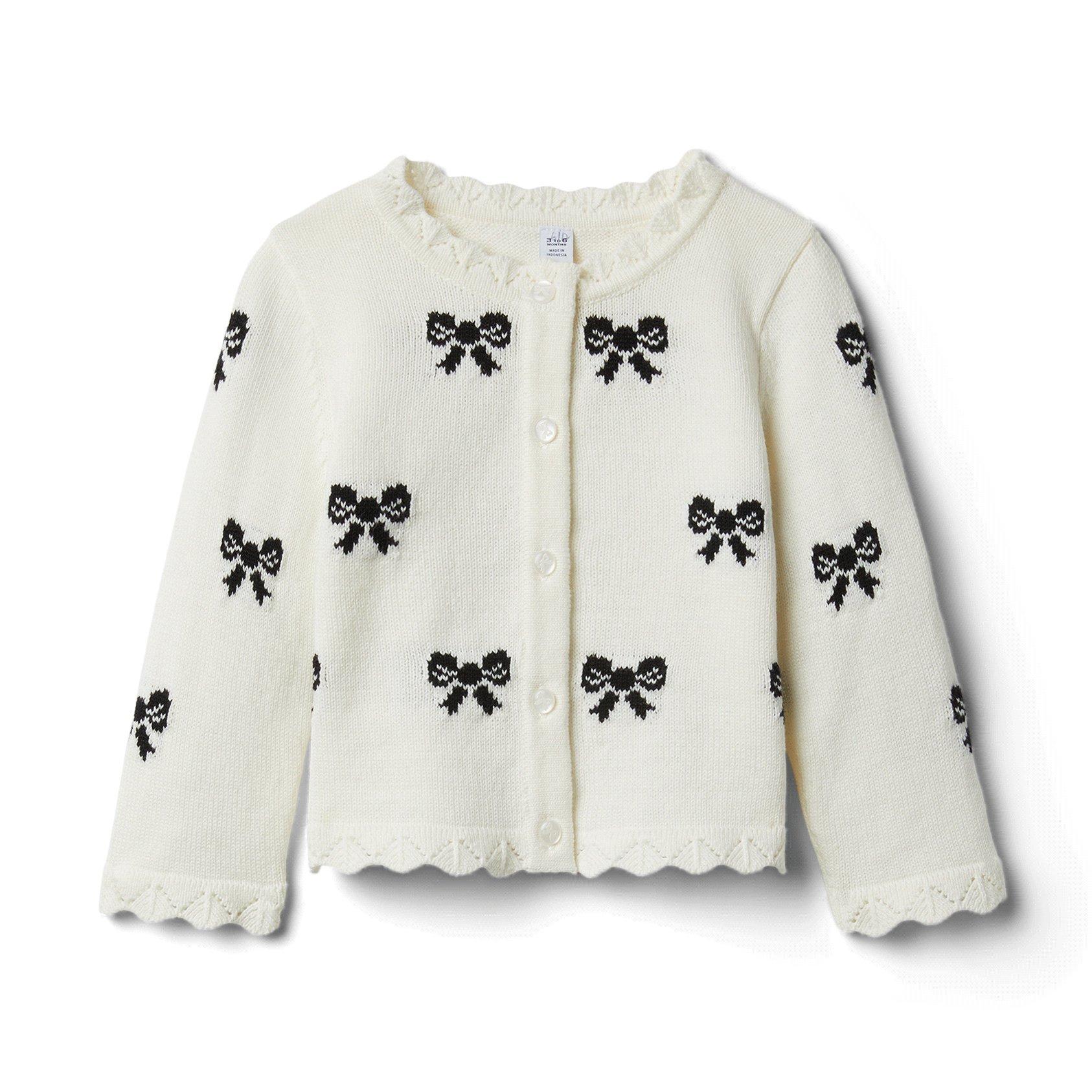 Baby Bow Crochet Trim Cardigan image number 0