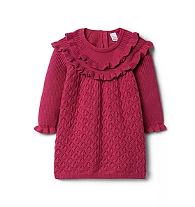 Baby Ruffle Pointelle Sweater Dress