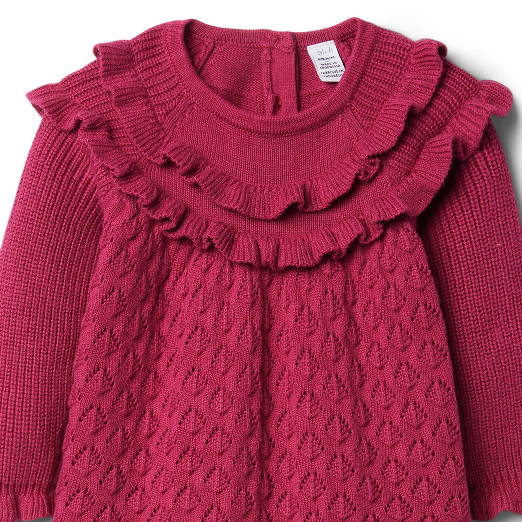 Baby Ruffle Pointelle Sweater Dress image number 2