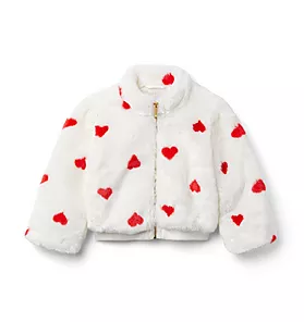 Heart Faux Fur Jacket 