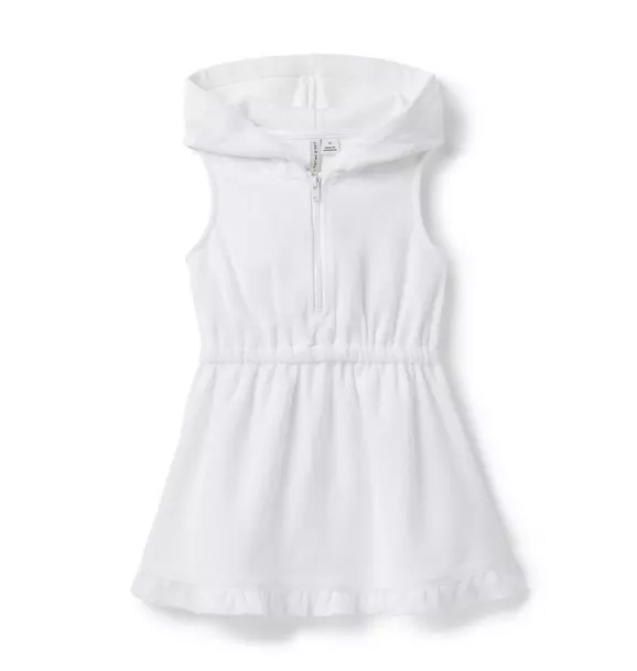 Hooded Ruffle Hem Terry Cover-Up