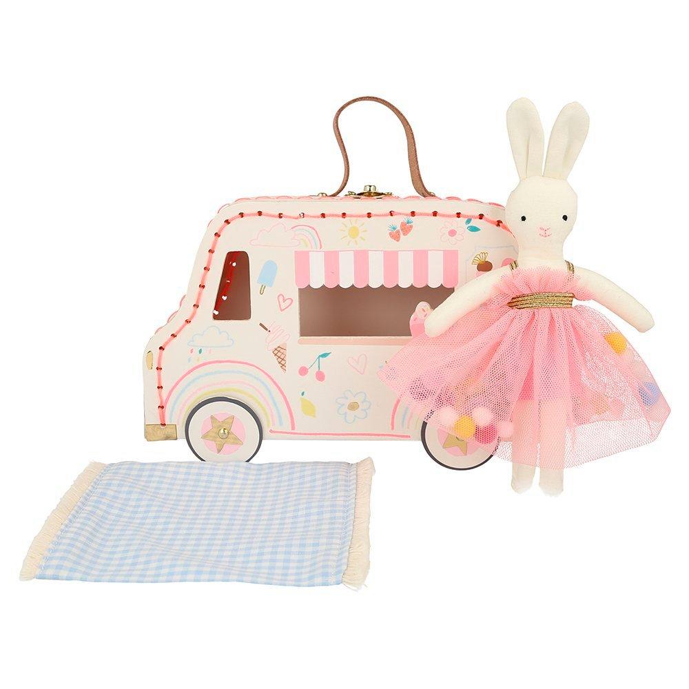 Meri Meri Ice Cream Van Bunny Mini Suitcase Doll image number 0