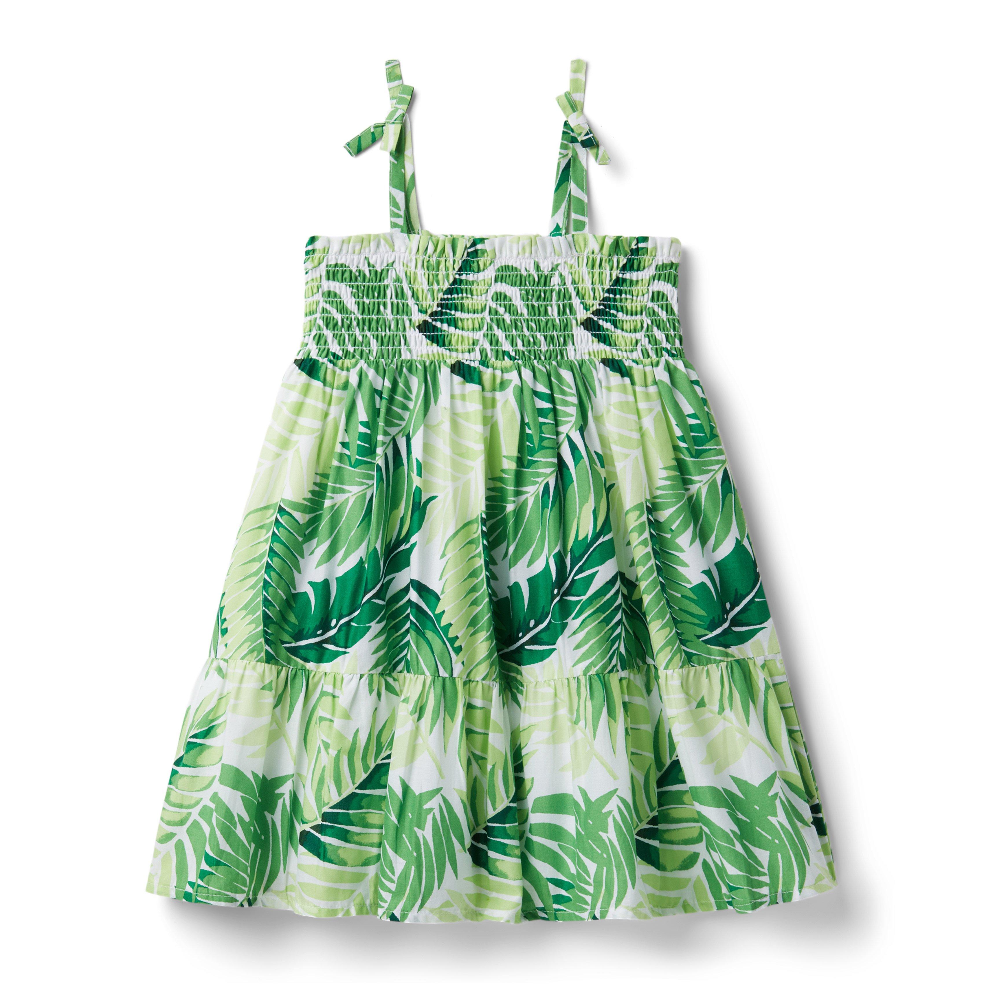 Palm Leaf Smocked Dress image number 0