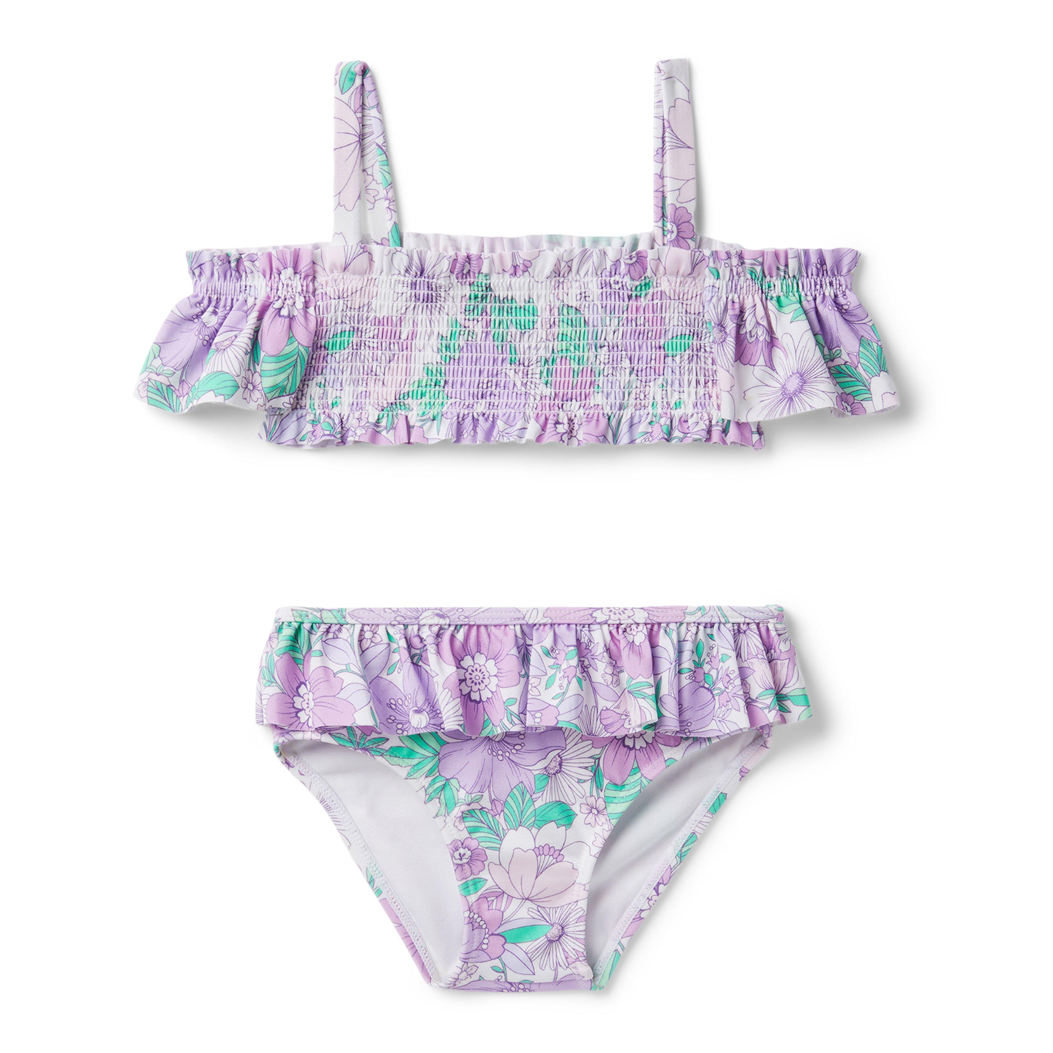 Floral Smocked Cold Shoulder 2-Piece Swimsuit image number 0