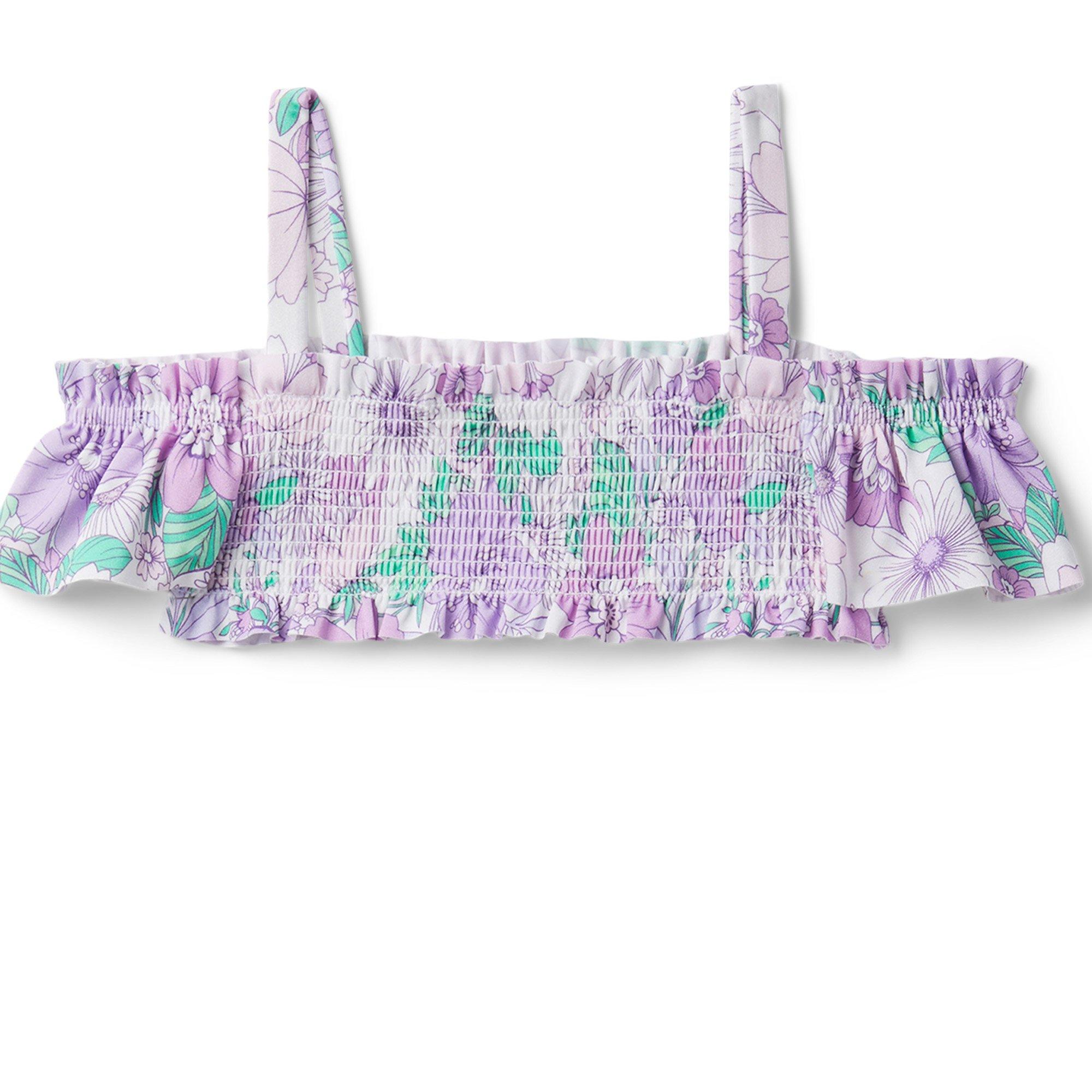 Floral Smocked Cold Shoulder 2-Piece Swimsuit image number 2
