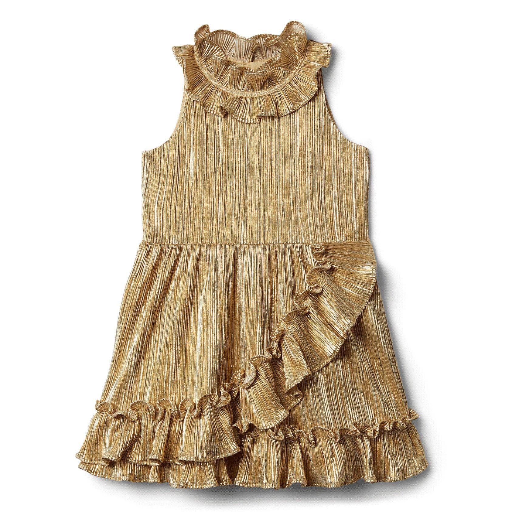 Girl Gold Metallic Plisse Dress by Janie and Jack