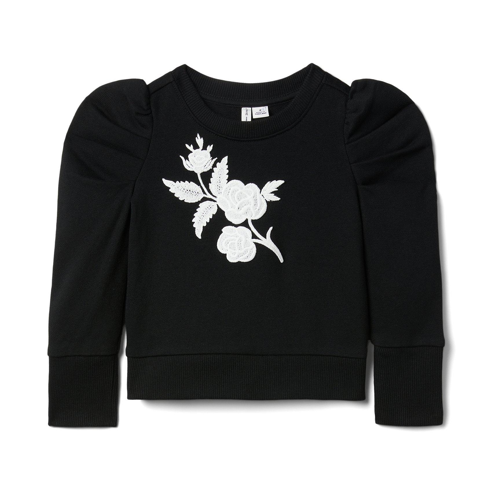 Flower Applique Puff Sleeve Sweatshirt image number 0
