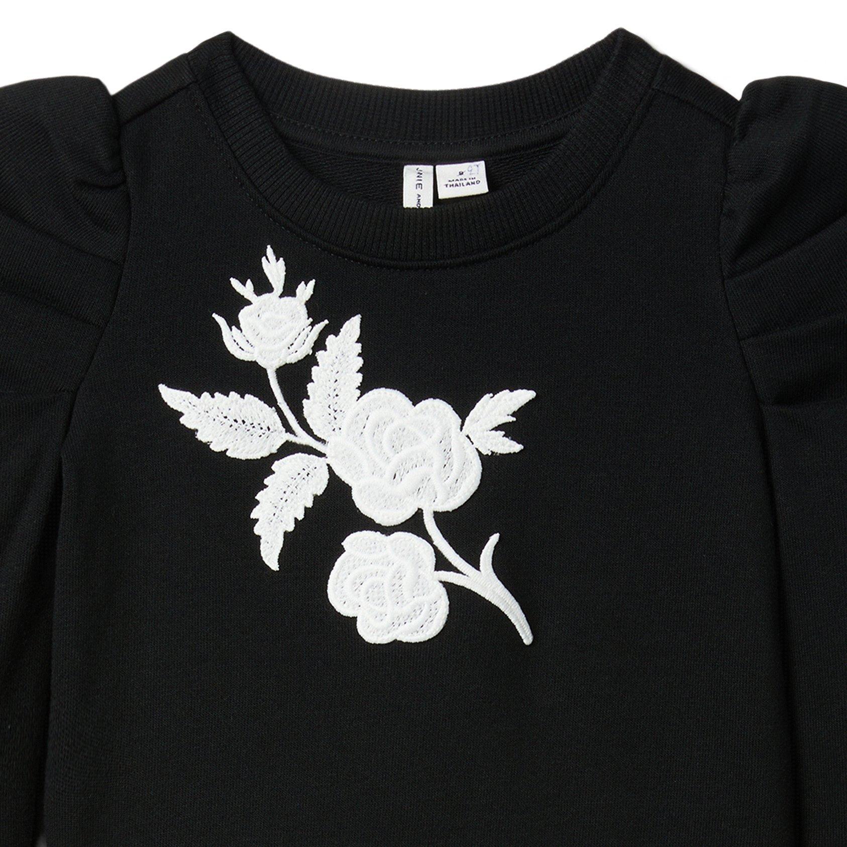 Flower Applique Puff Sleeve Sweatshirt image number 1