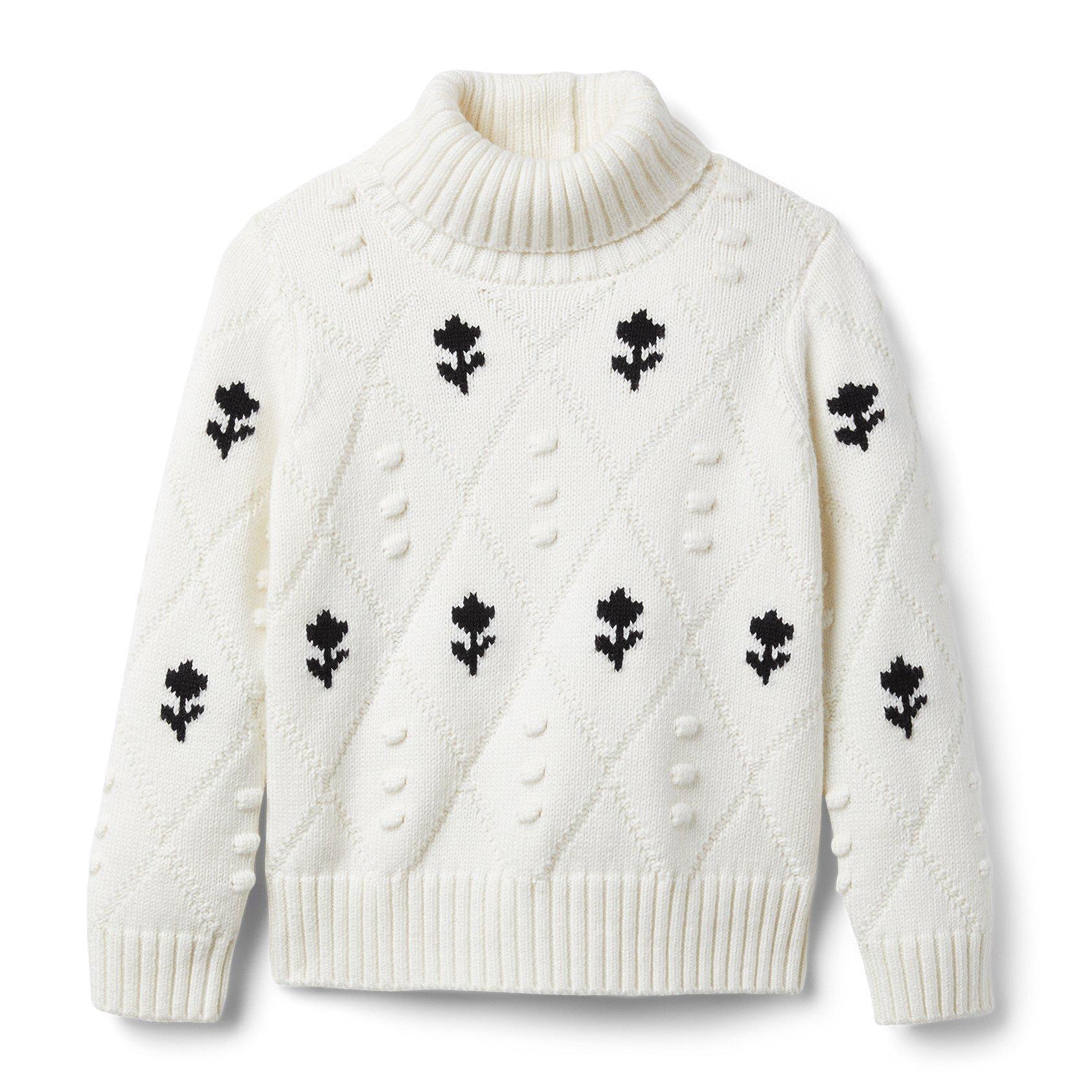 Flower Textured Turtleneck image number 0