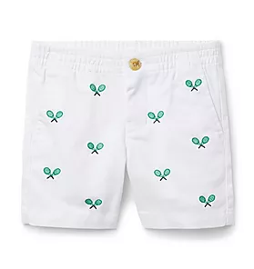Embroidered Twill Tennis Short
