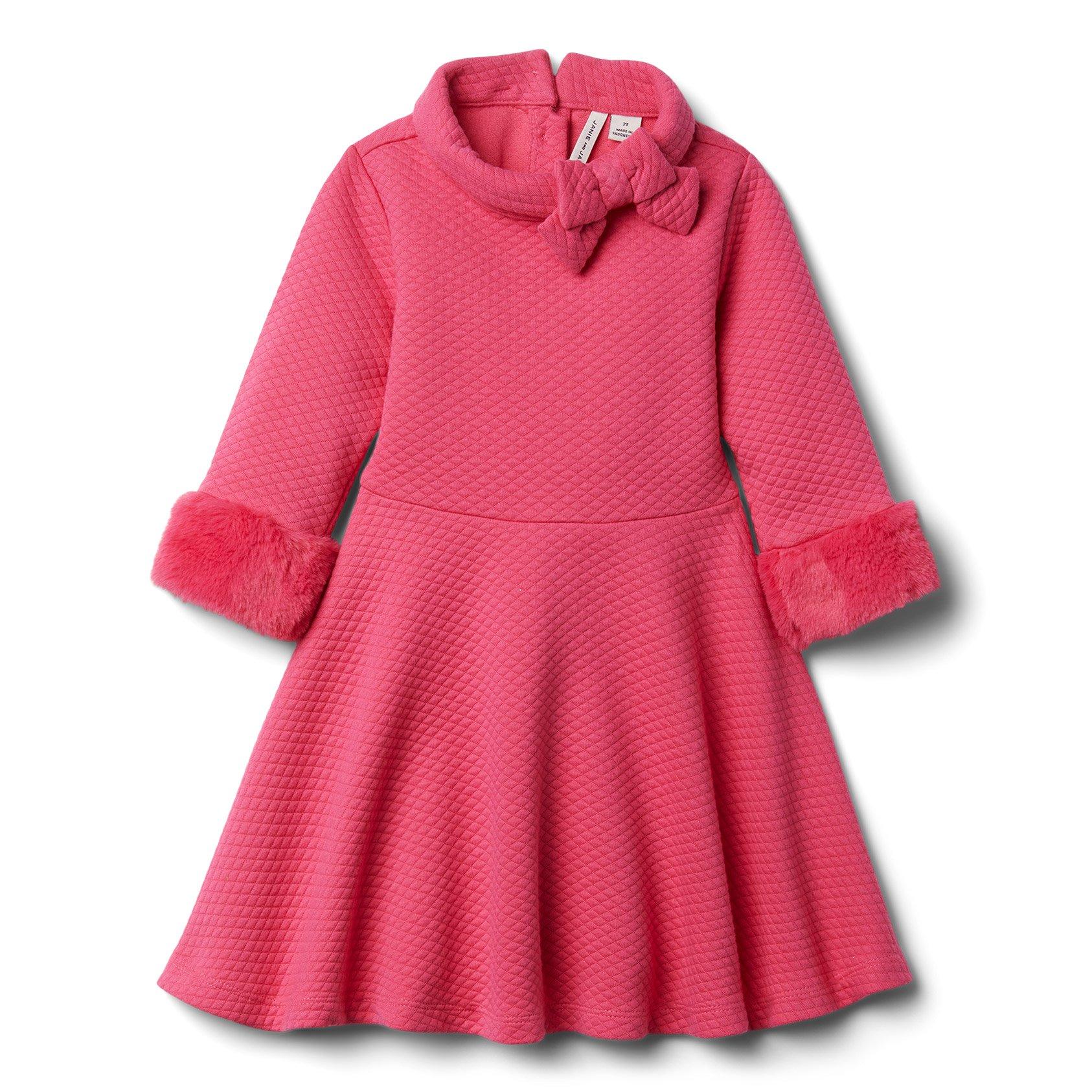 Quilted Faux Fur Cuff Dress