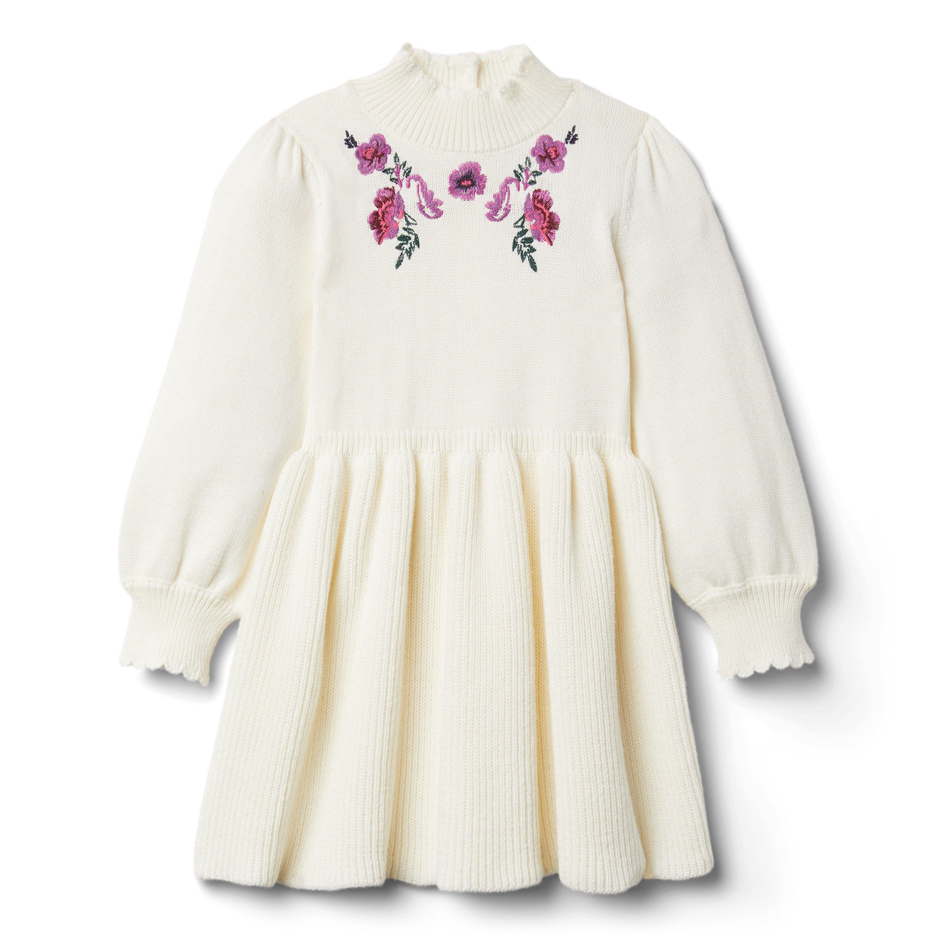 Floral Embroidered Sweater Dress image number 0