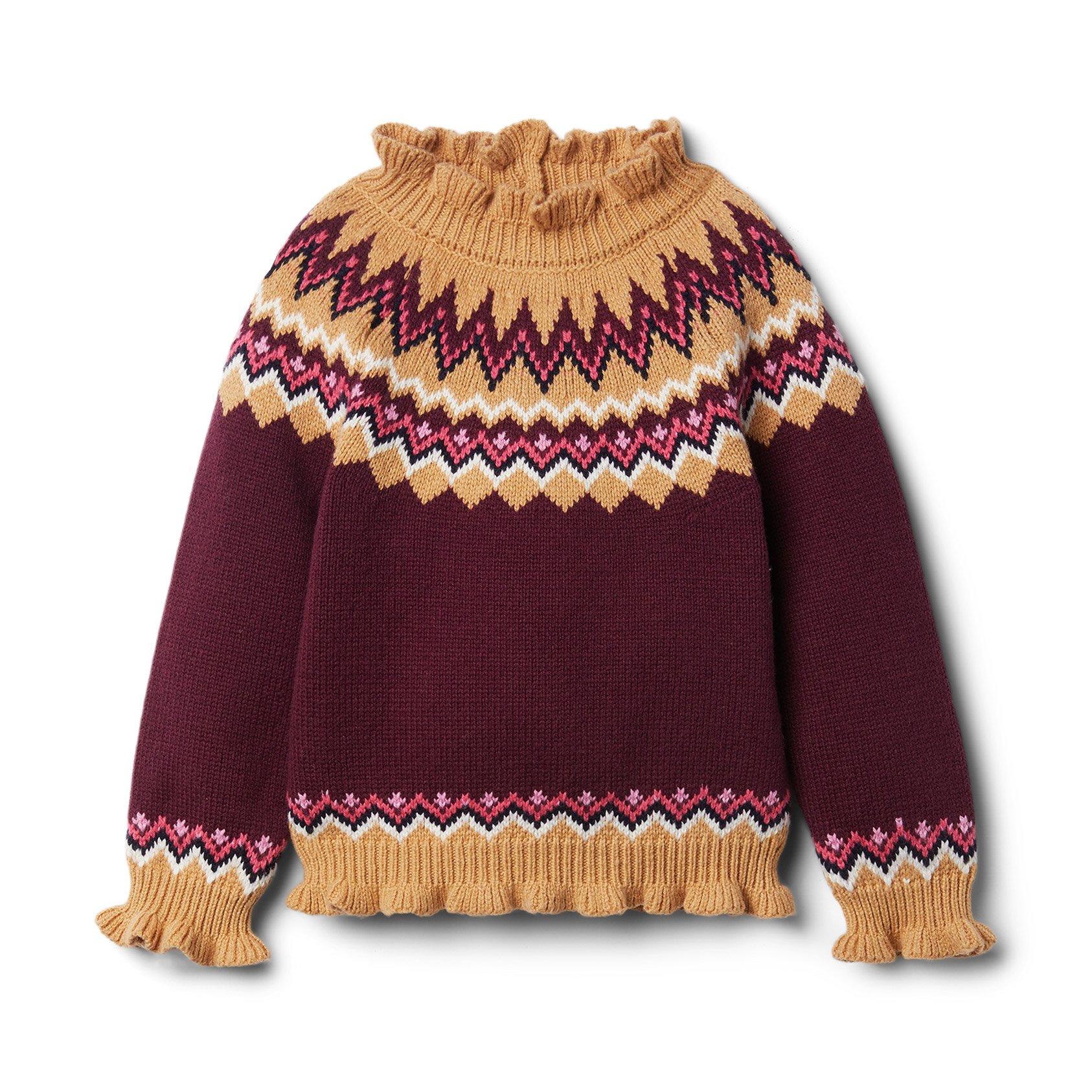 Fair Isle Ruffle Trim Sweater image number 0