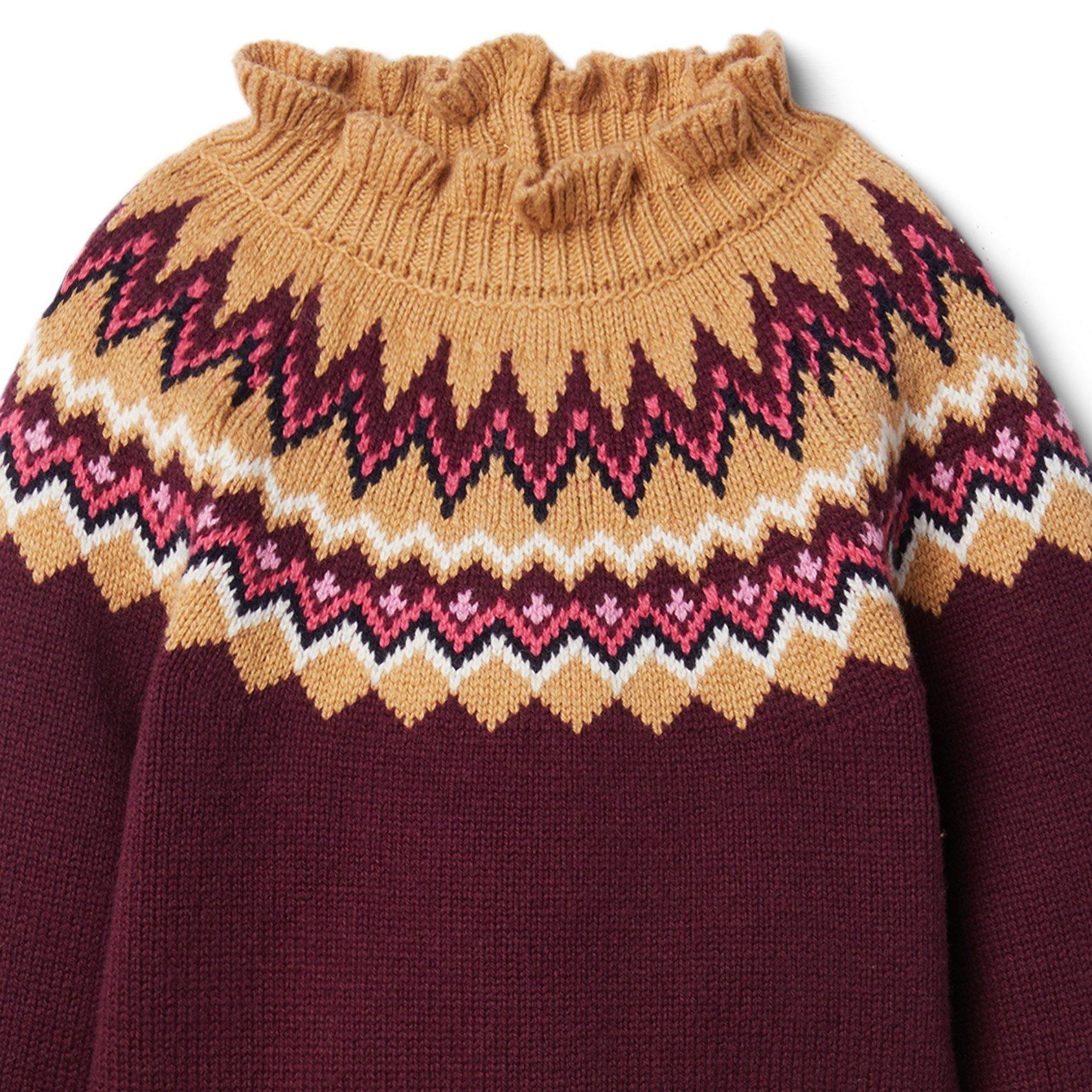Fair Isle Ruffle Trim Sweater image number 3