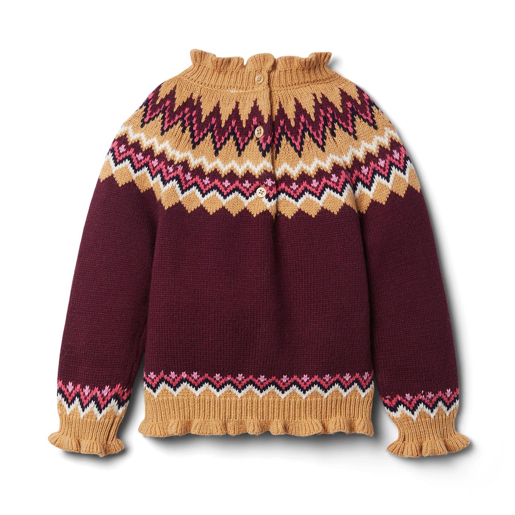 Fair Isle Ruffle Trim Sweater image number 2
