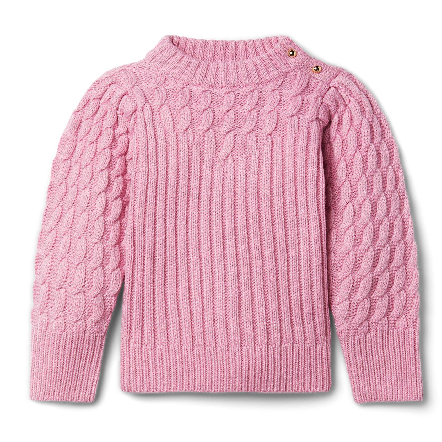 Girl Moonlight Mauve Puff Sleeve Cable Knit Sweater by Janie and Jack