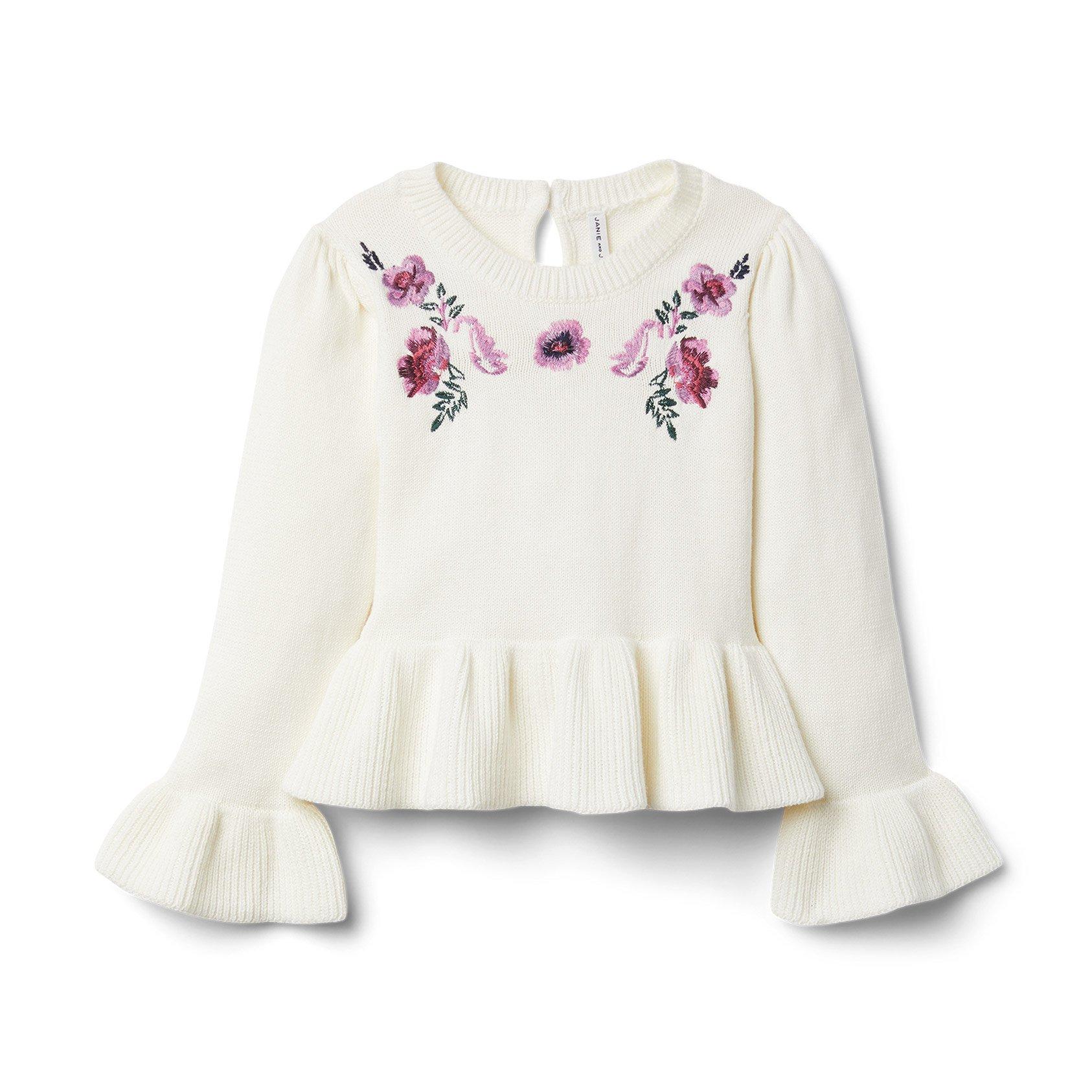 Floral Embroidered Peplum Sweater  image number 0