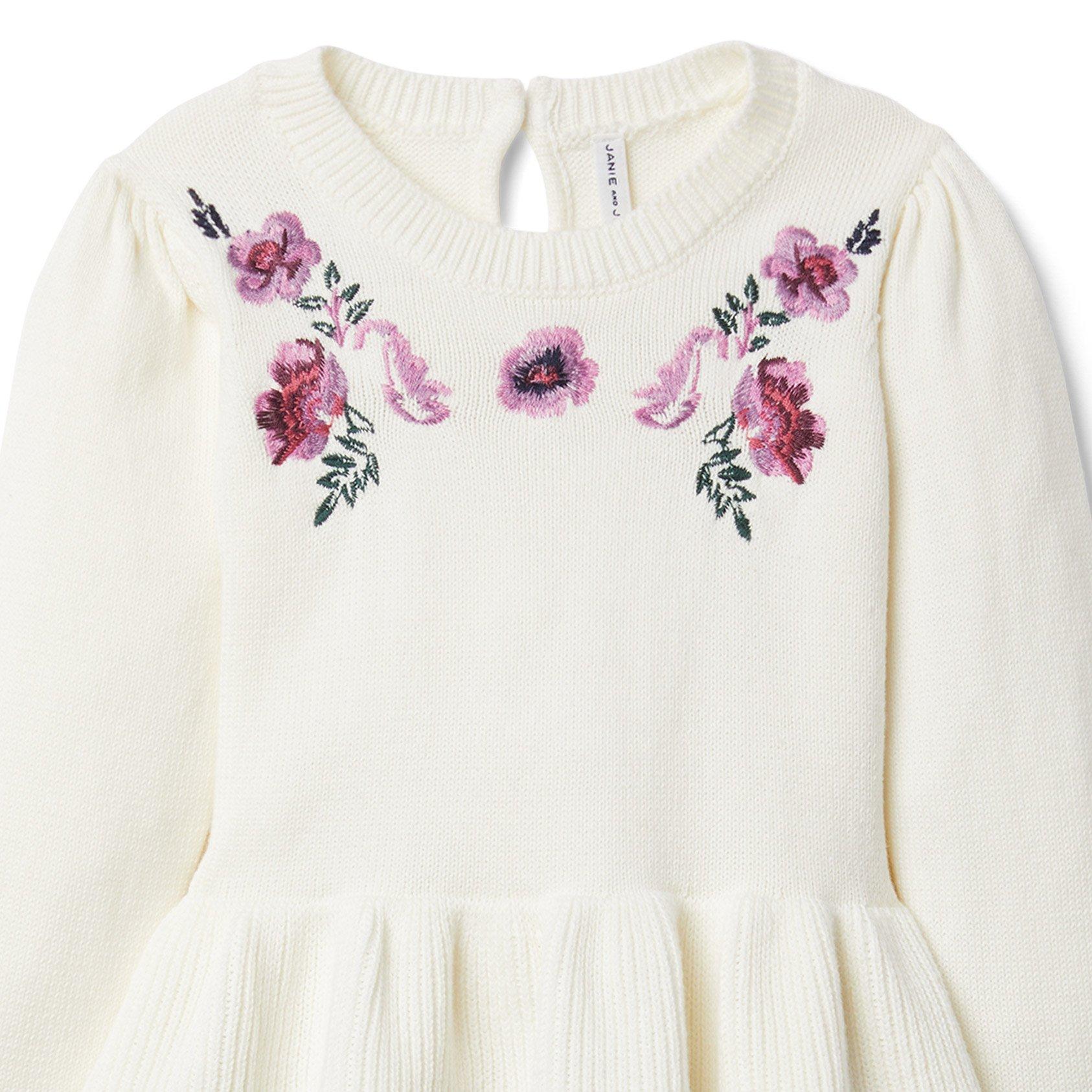 Floral Embroidered Peplum Sweater  image number 2