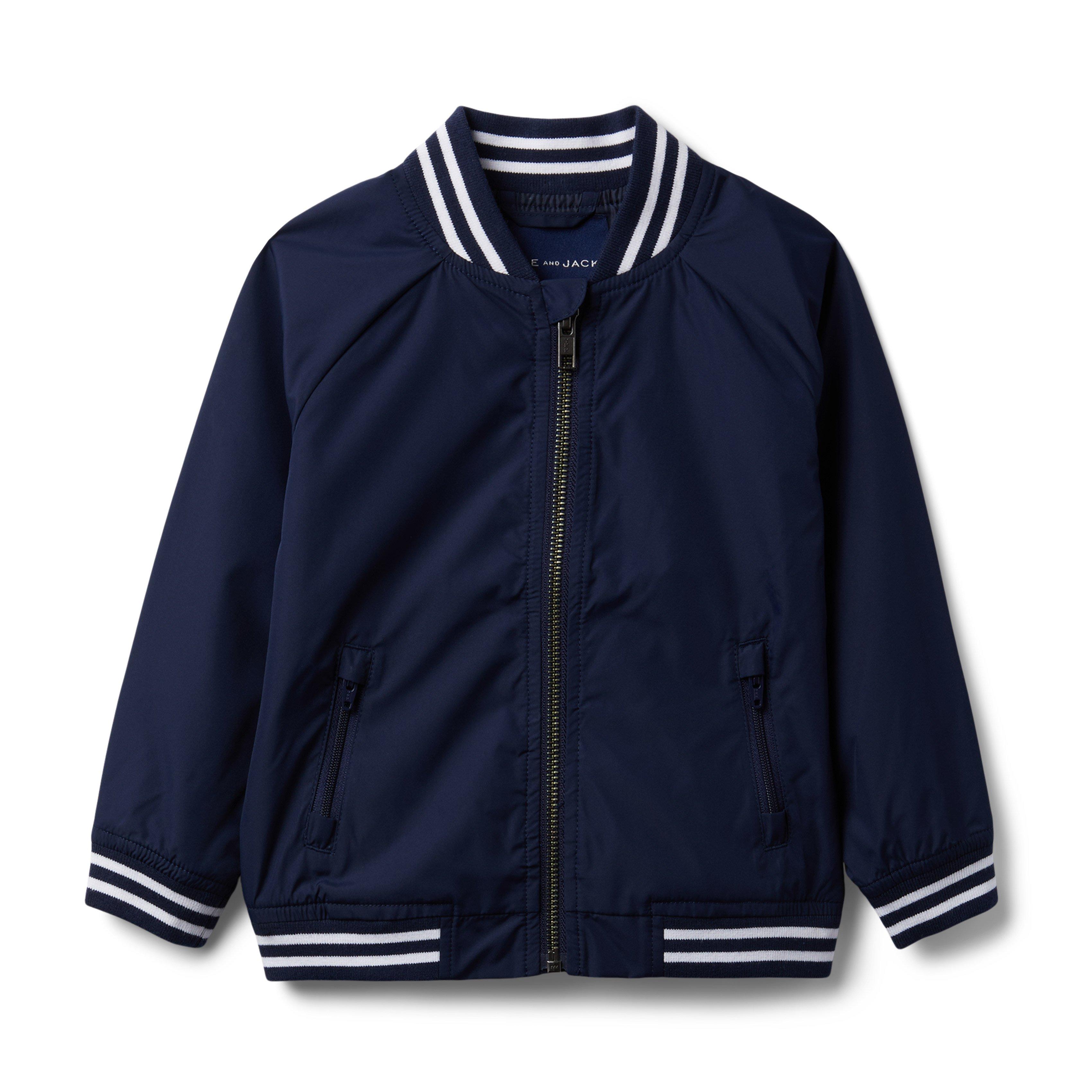 Boy Connor Navy Stripe Bomber Jacket by Janie and Jack