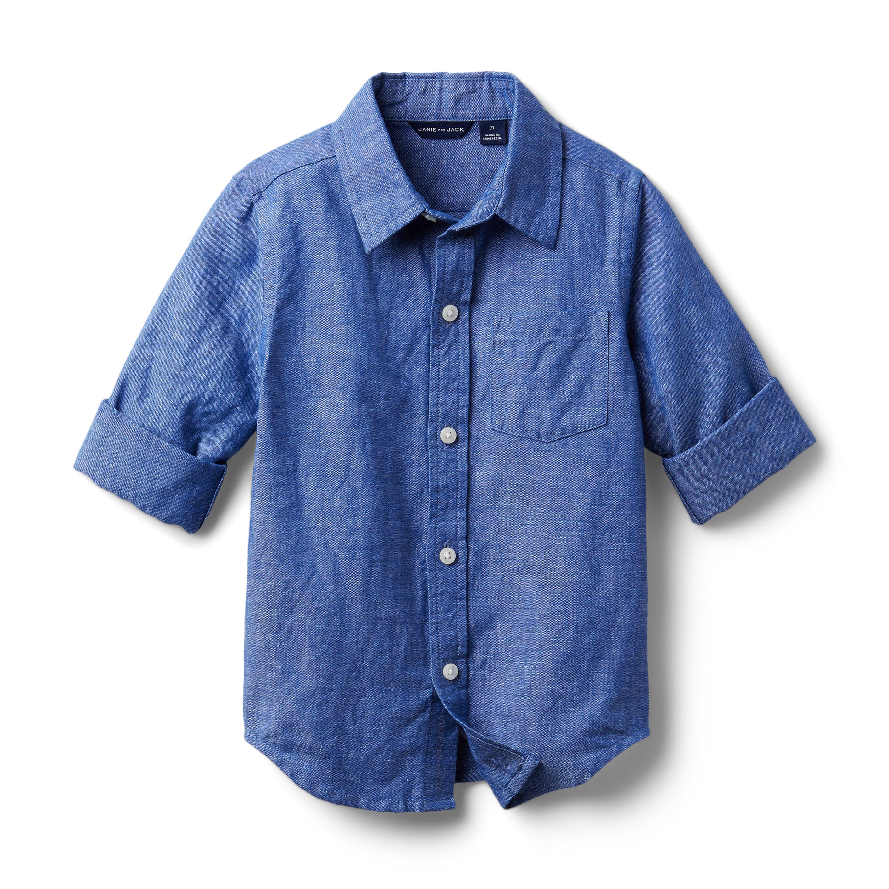 Chambray Linen Roll-Cuff Shirt image number 0