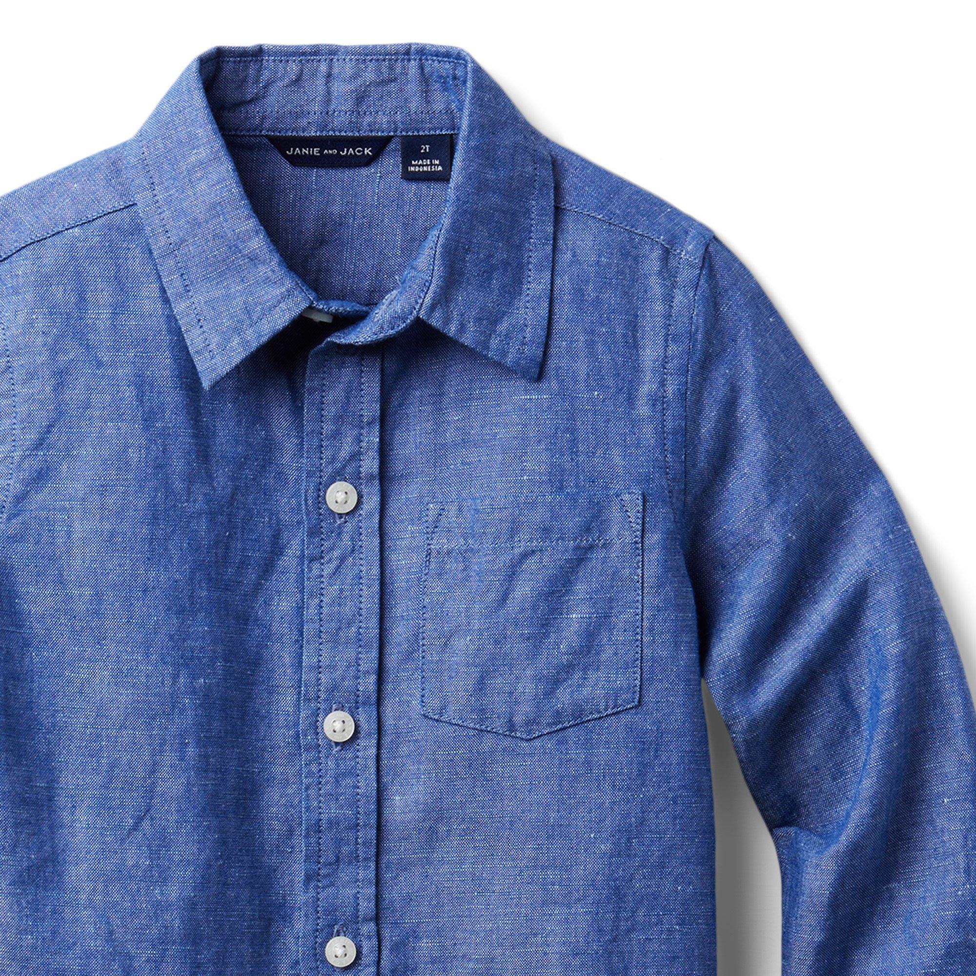 Chambray Linen Roll-Cuff Shirt image number 3