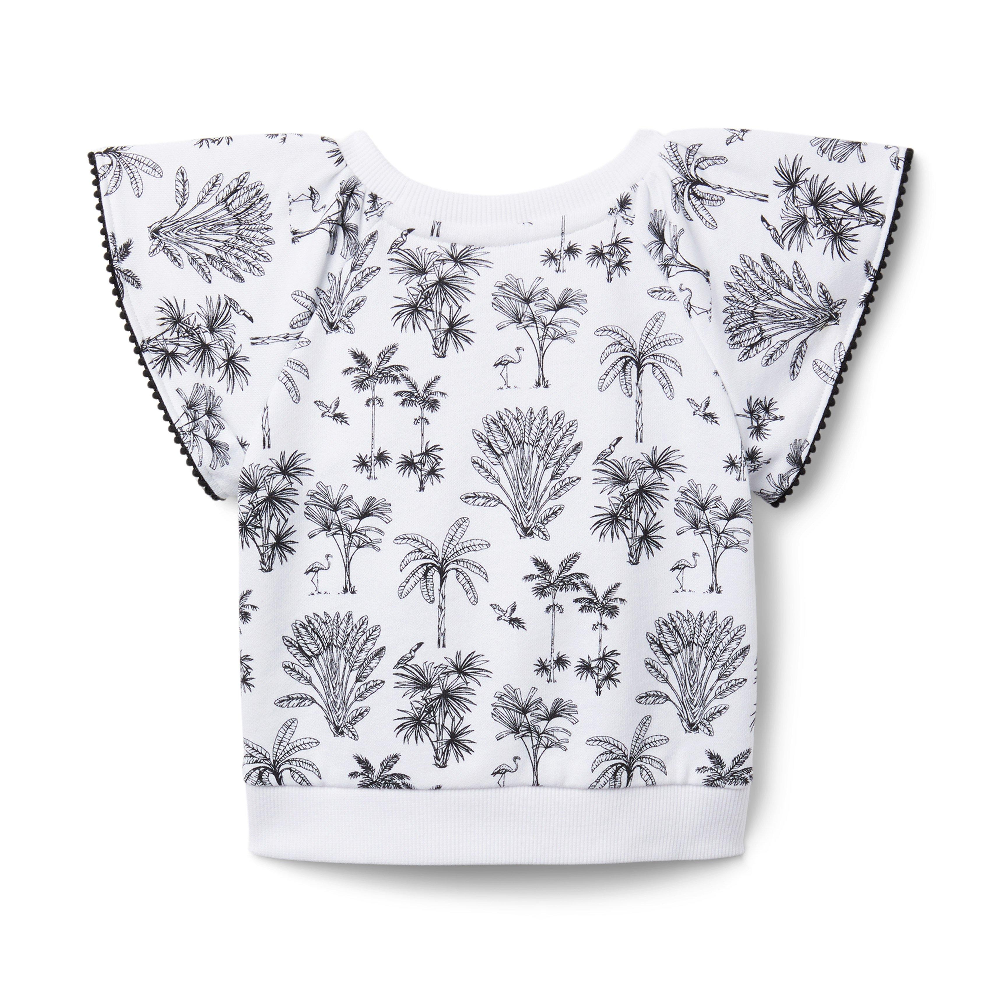 Palm Toile Flutter Sleeve Top image number 1