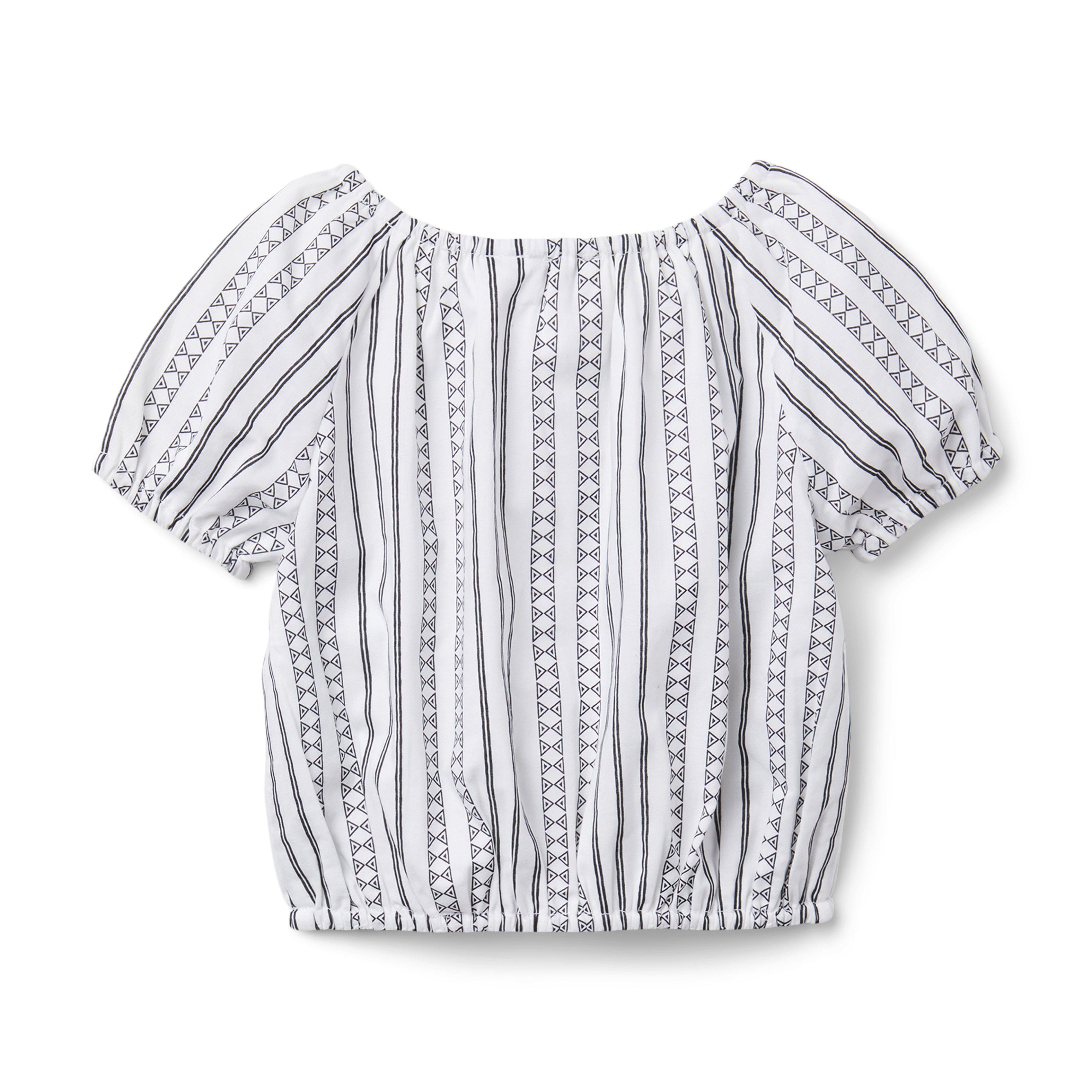Geo Striped Puff Sleeve Top image number 2