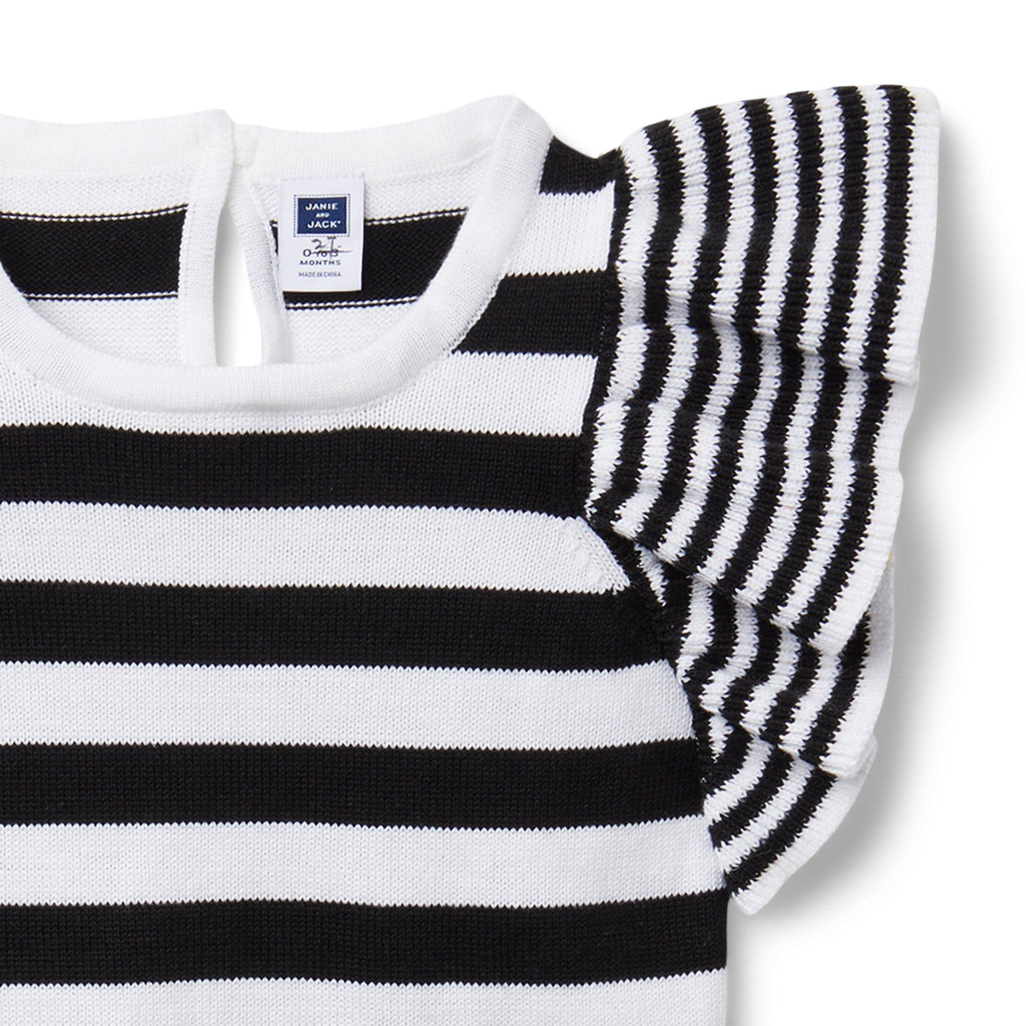 Striped Ruffle Short Sleeve Sweater  image number 2