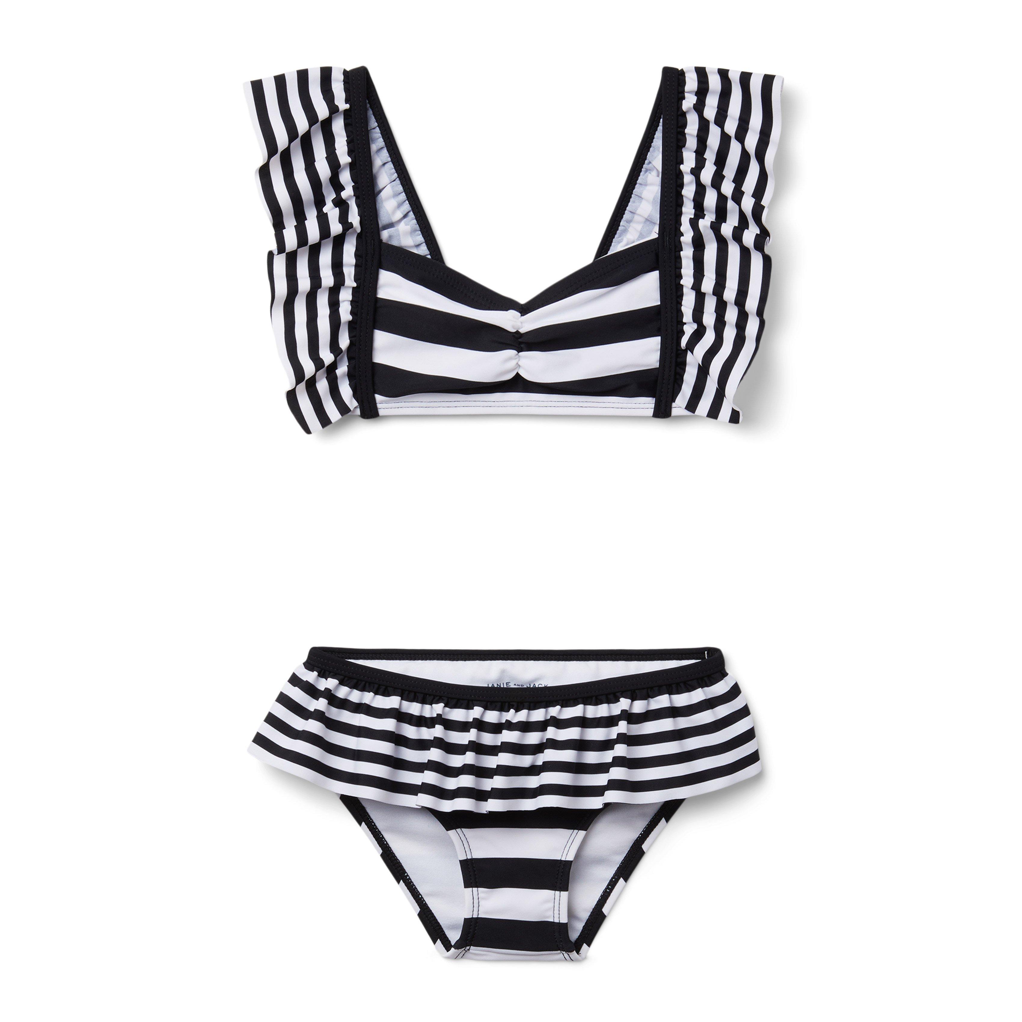 Black and white store striped swimsuit 2 piece