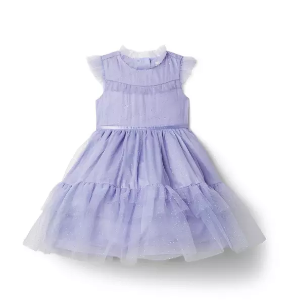 Girl Sweet Lavender Glitter Tulle Ruffle Trim Dress by Janie and Jack
