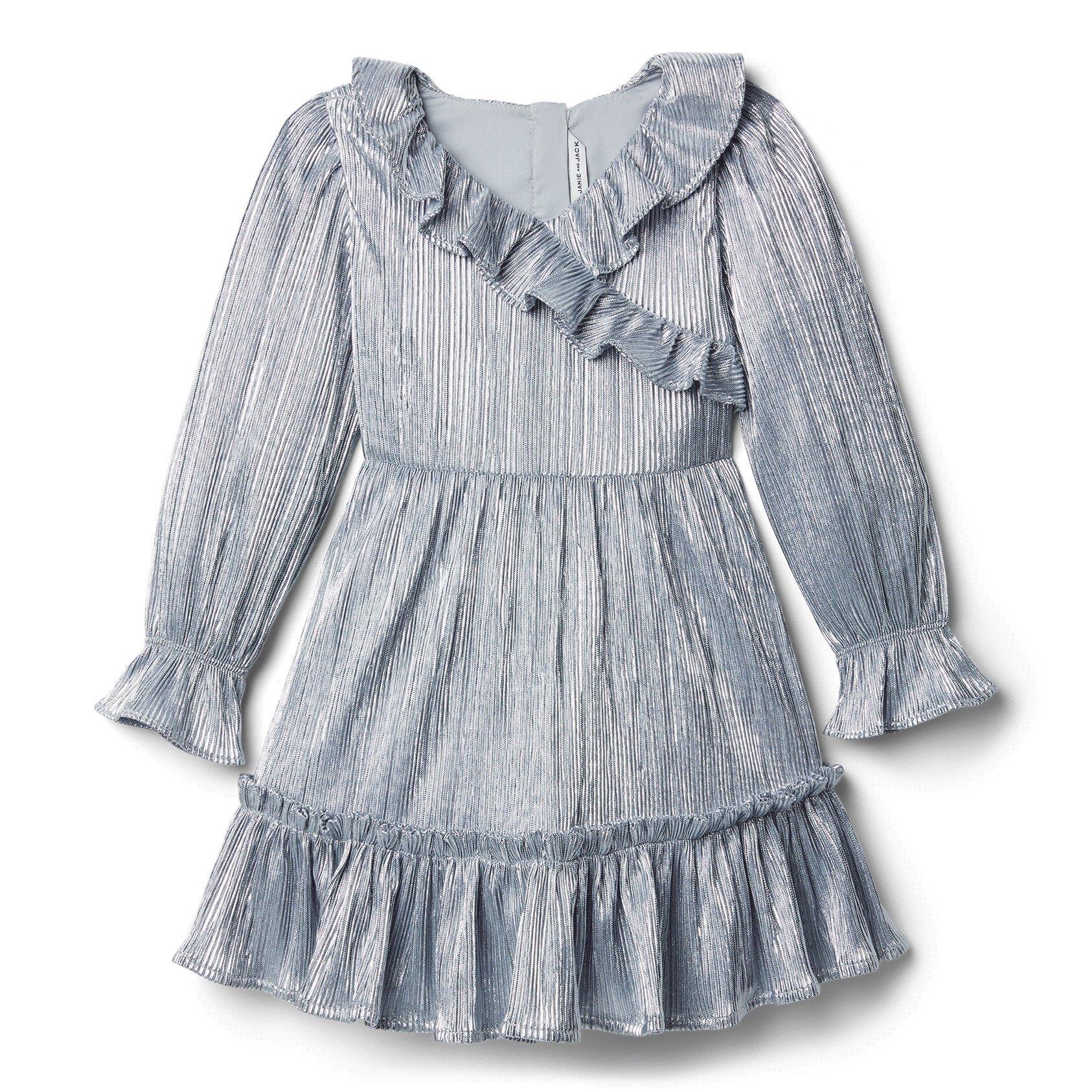 Metallic Plisse Ruffle Dress image number 0
