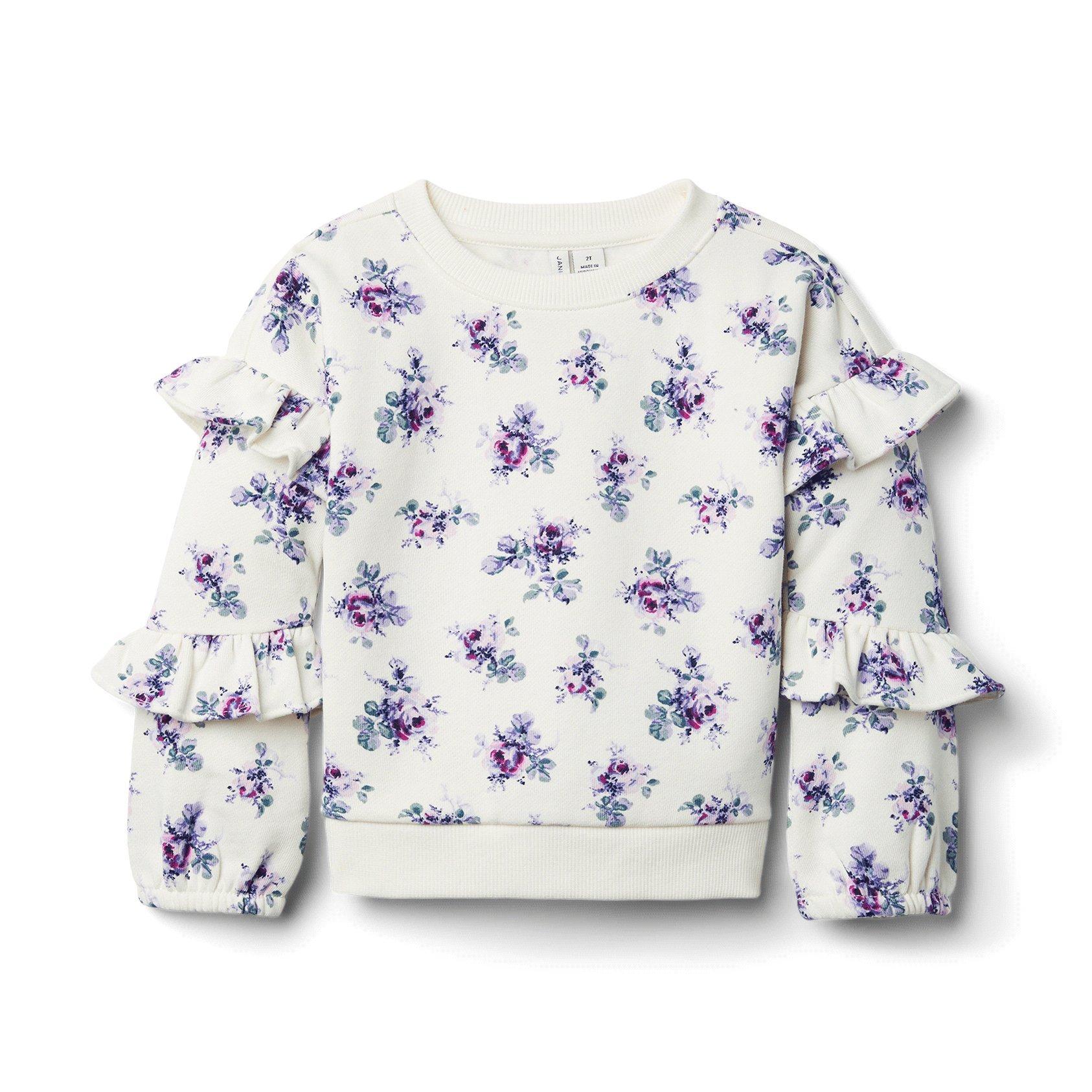 Floral Ruffle Sleeve Sweatshirt image number 0