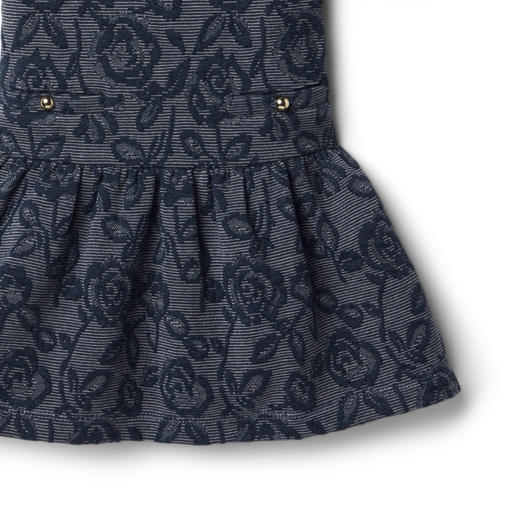Faux Fur Collar Floral Jacquard Dress image number 3