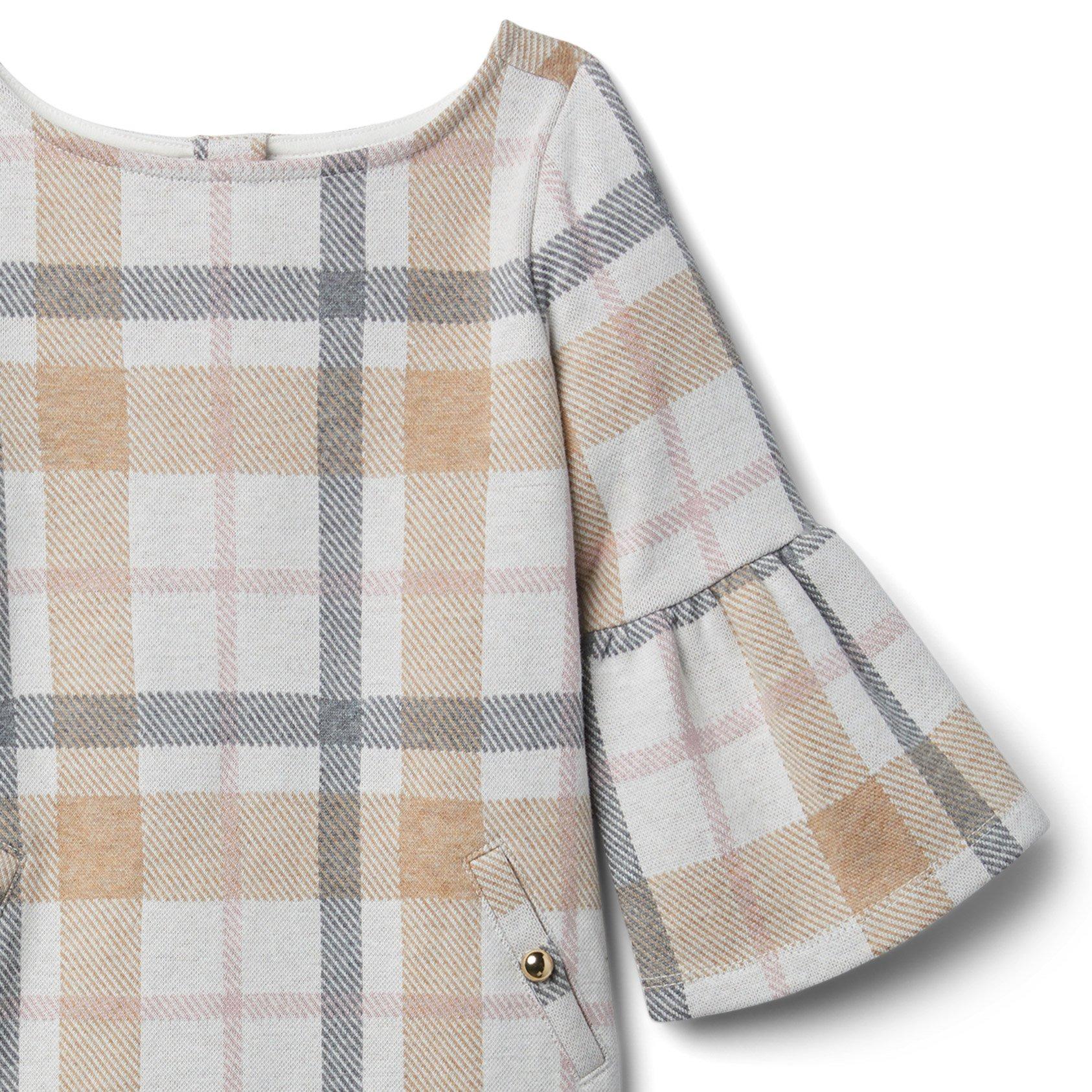 Plaid Jacquard Bell Cuff Dress image number 2