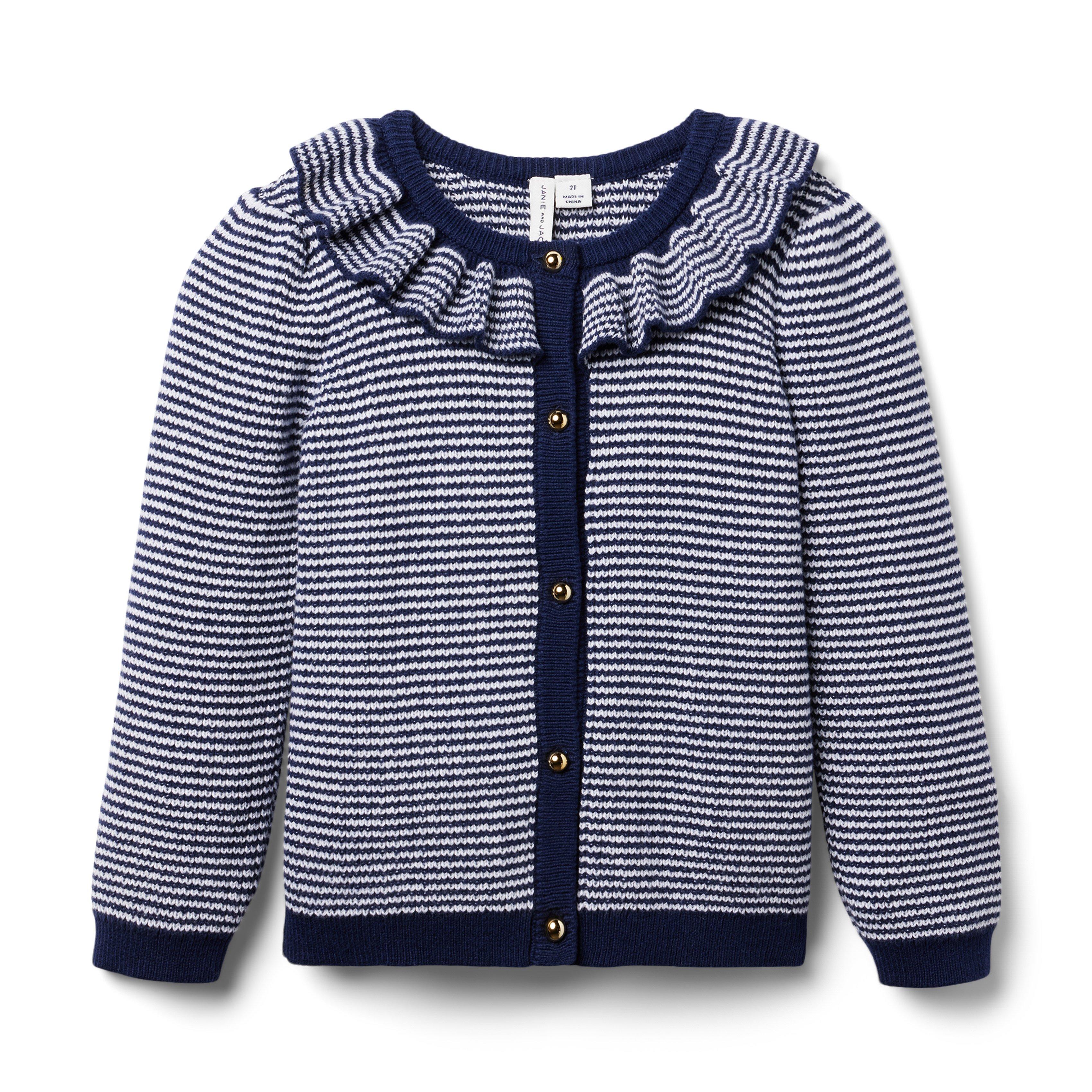 Striped Ruffle Collar Cardigan image number 0