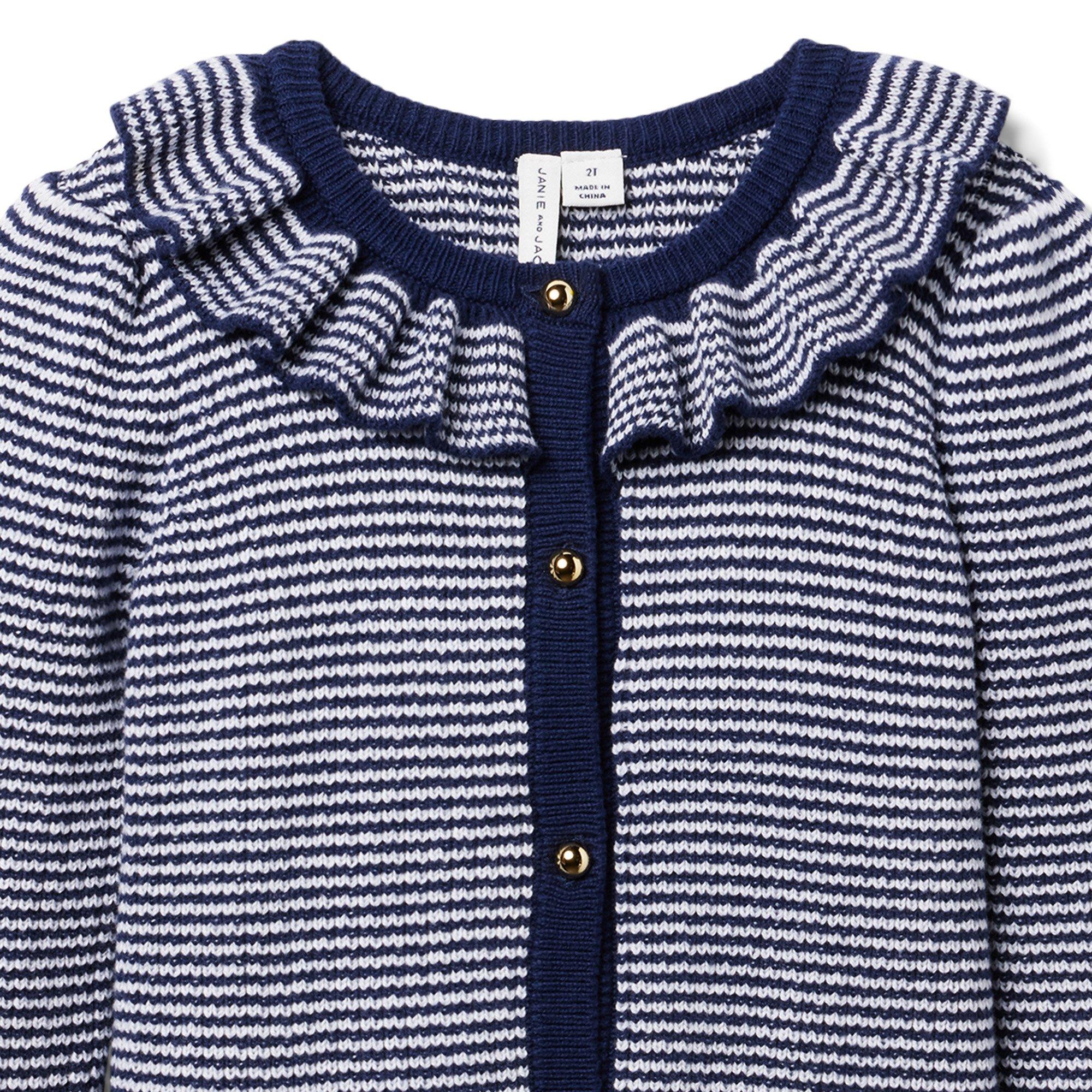 Striped Ruffle Collar Cardigan image number 4