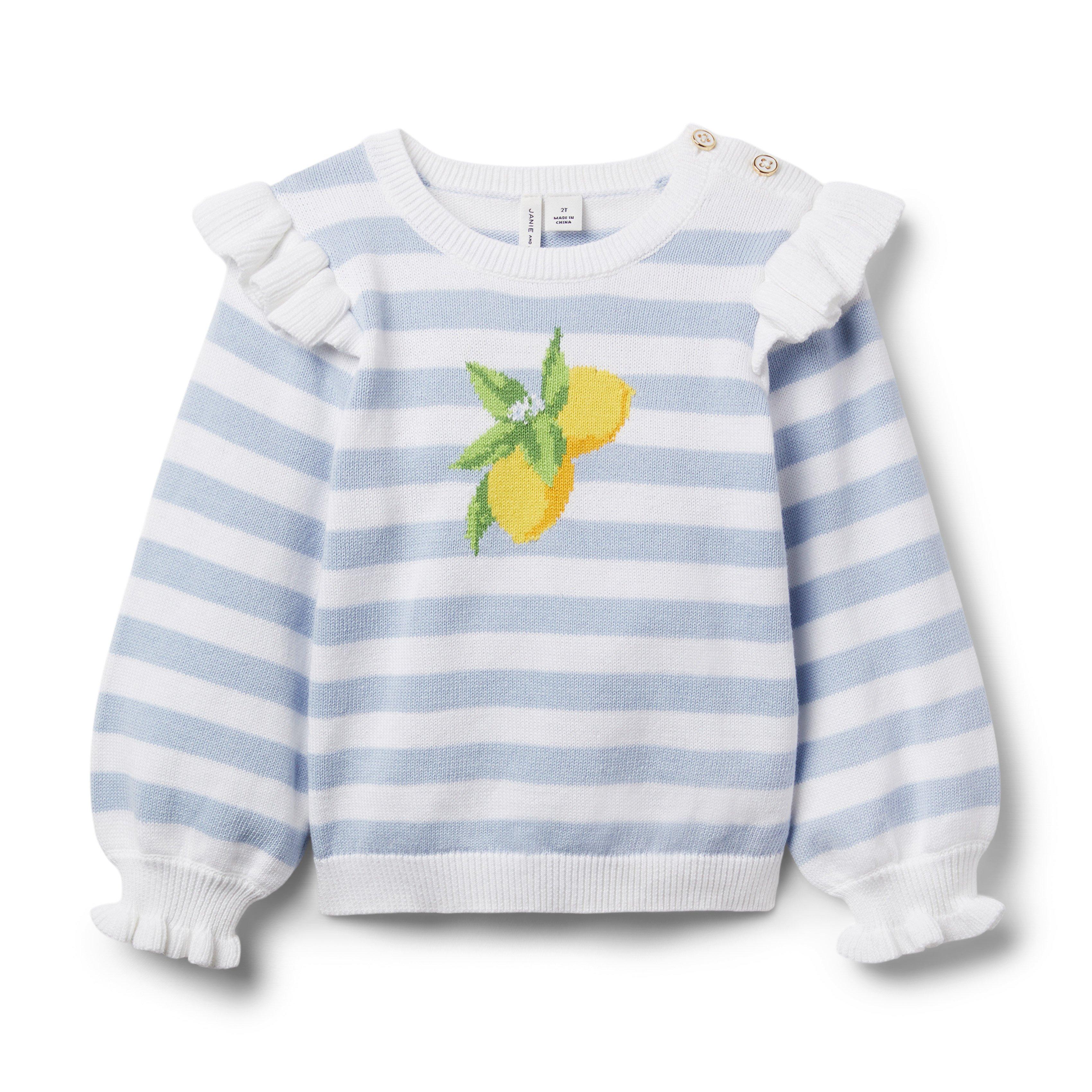 Striped Ruffle Lemon Sweater