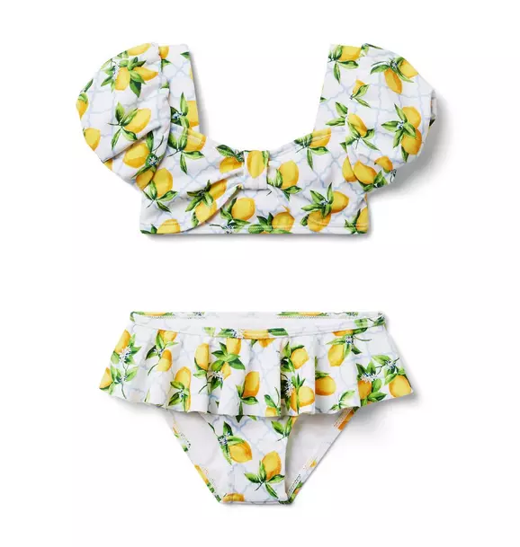 Lemon Puff Sleeve 2-Piece Swimsuit