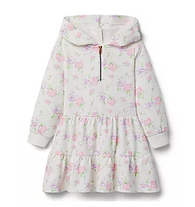 Floral Hooded Half-Zip Dress