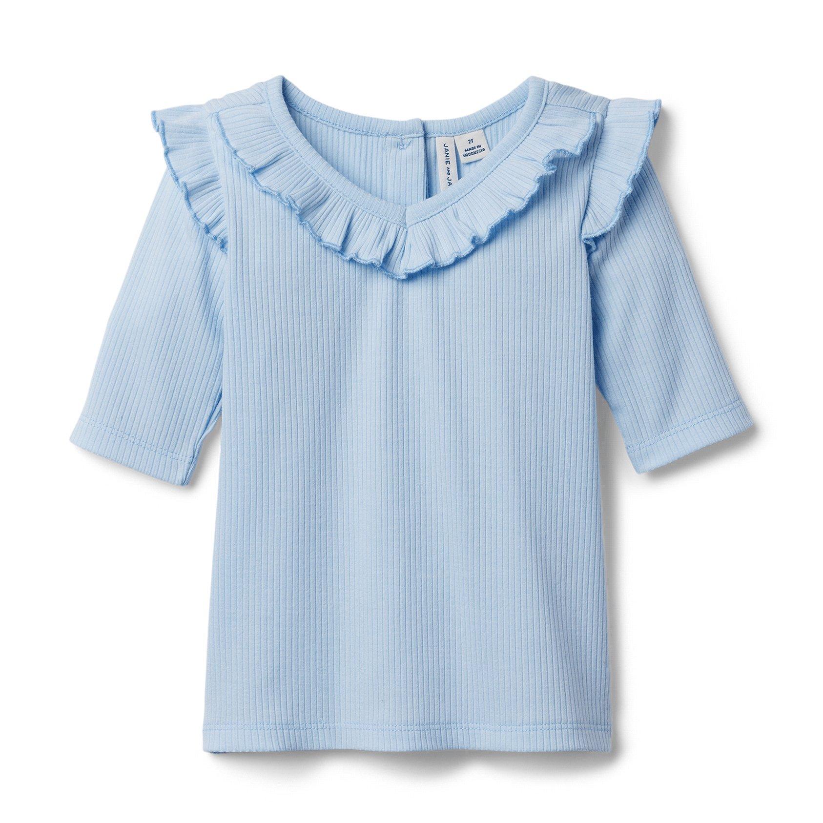 Ruffle Collar Ribbed Top image number 0