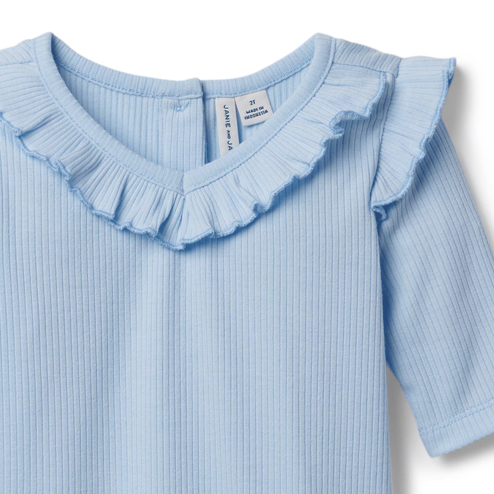 Ruffle Collar Ribbed Top image number 2