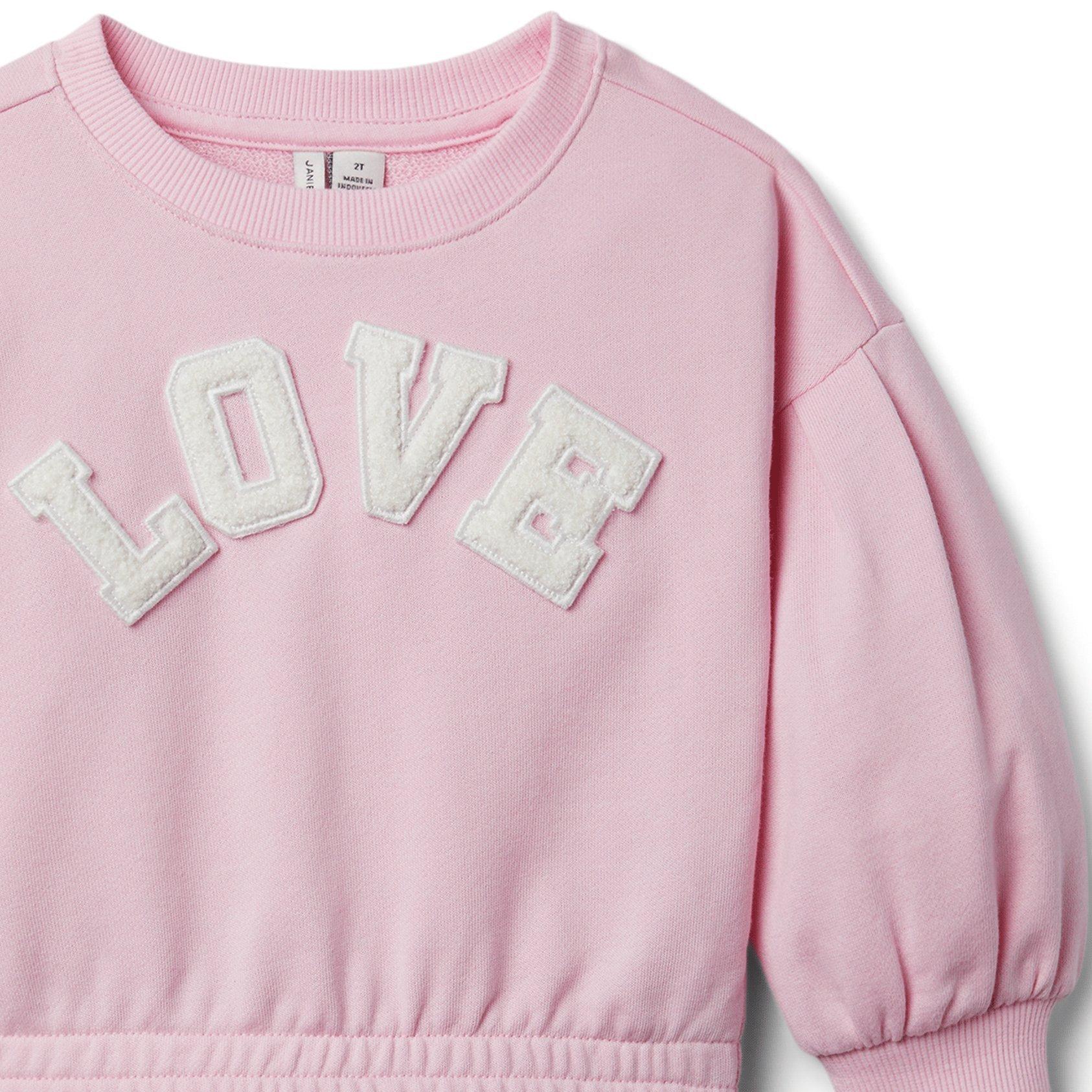 Girl Roseate Spoonbill Love Puff Sleeve Sweatshirt by Janie and Jack