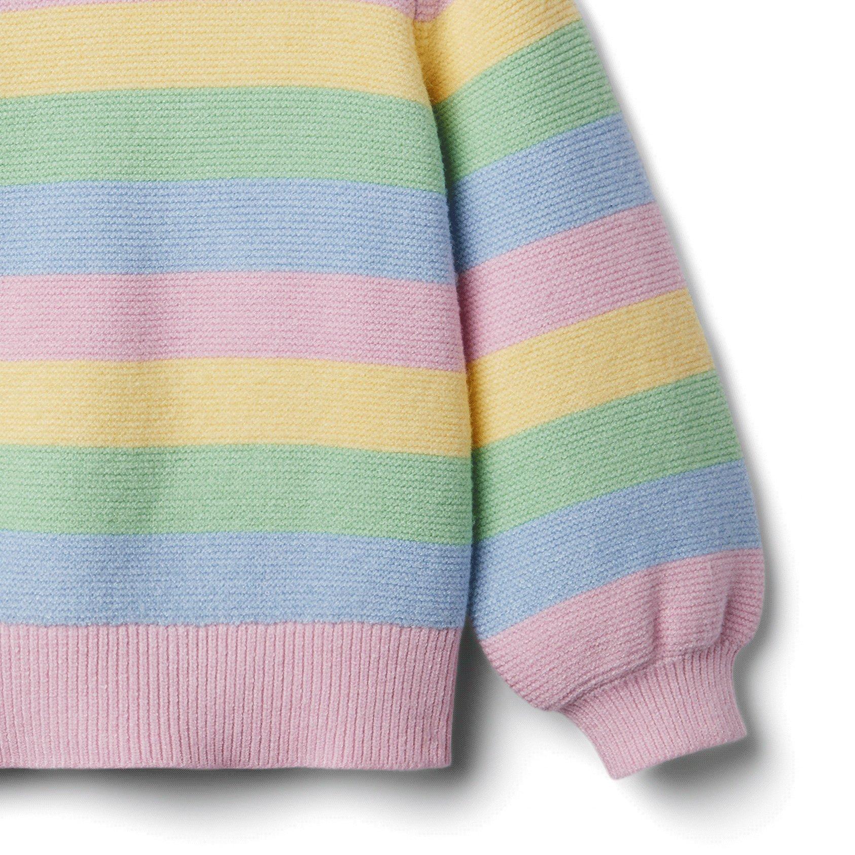 Girl Roseate Spoonbill Stripe Pastel Striped Balloon Sleeve Sweater by Janie and Jack